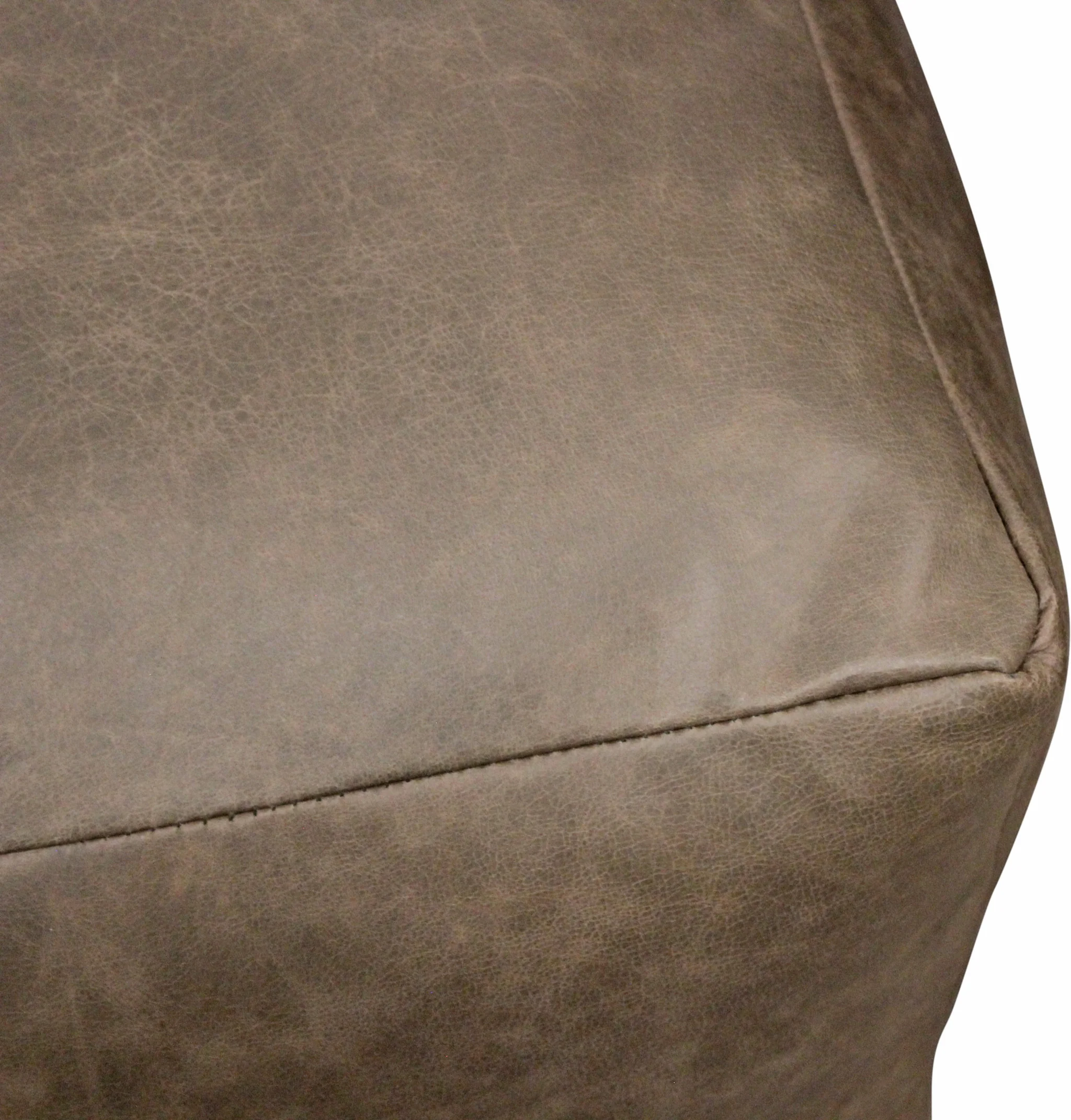 Gray Brown Distressed Leather Pouf Ottoman By Homeroots - Image 7