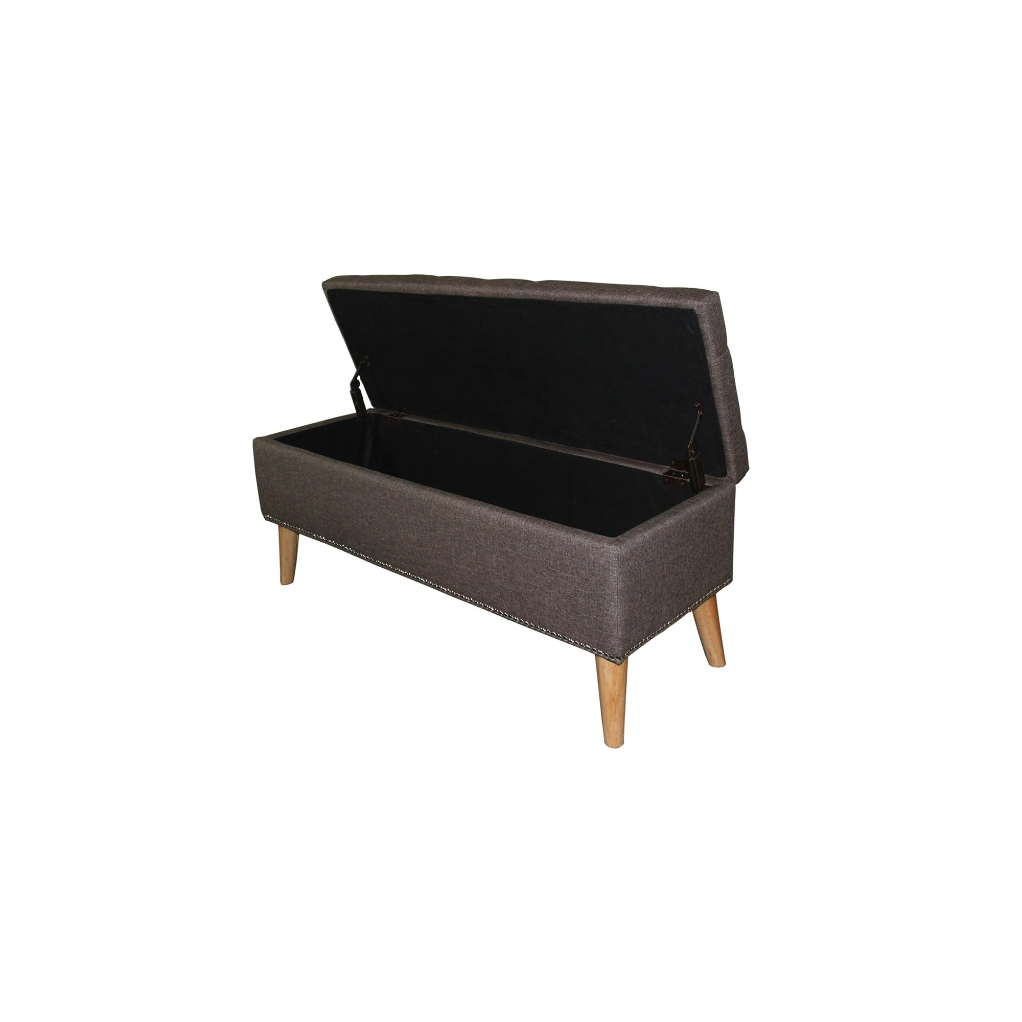 Gray Brown Linen Look Tufted Storage Bench By Homeroots - Image 2