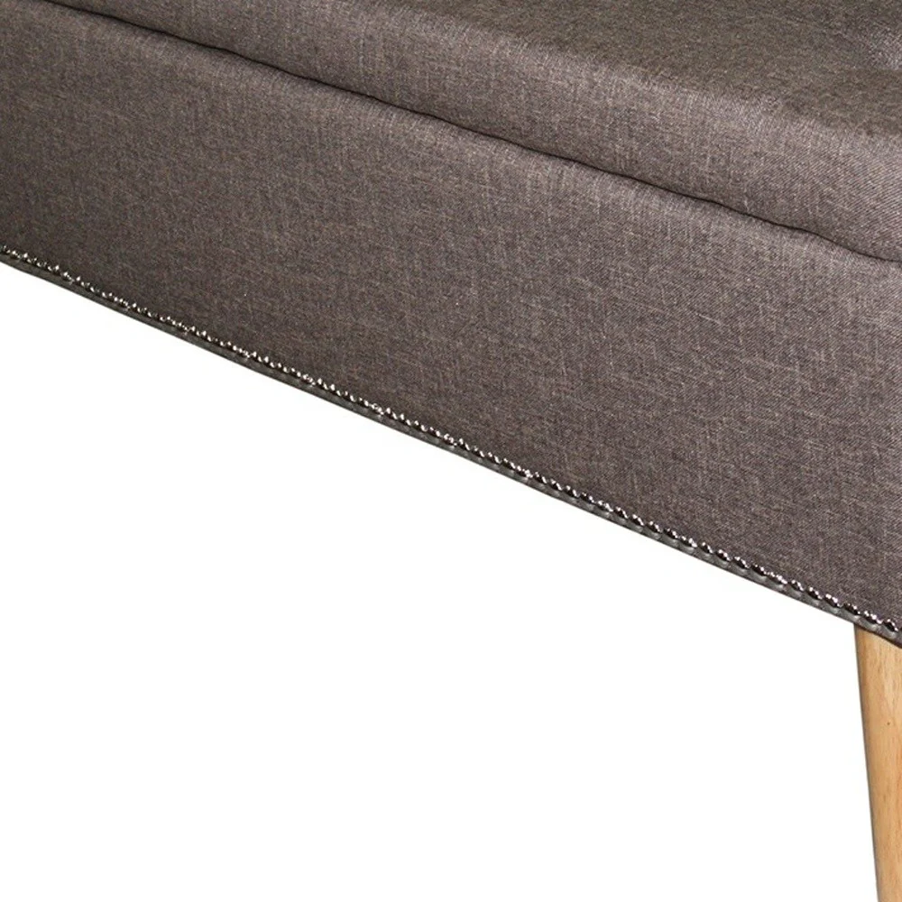 Gray Brown Linen Look Tufted Storage Bench By Homeroots - Image 6