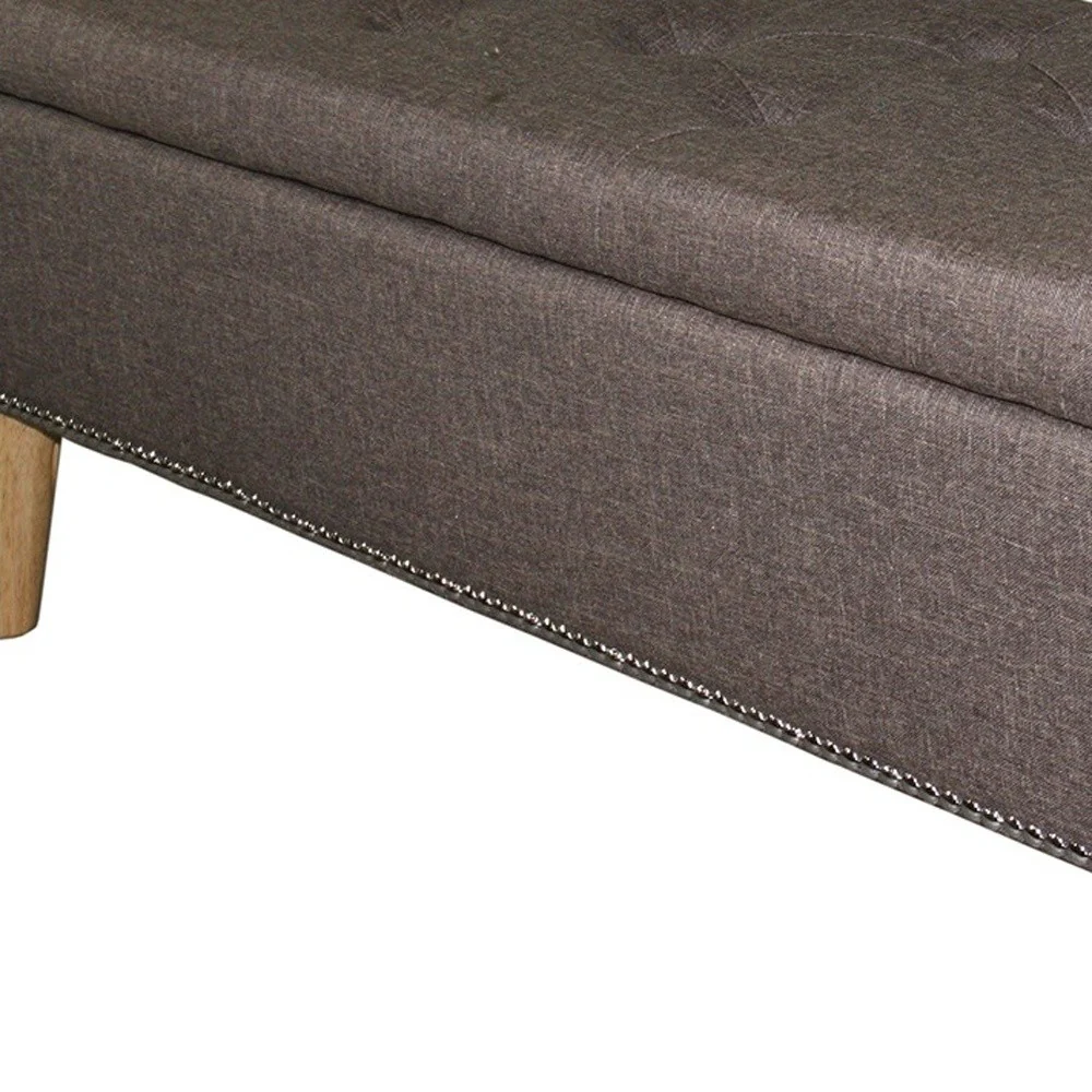 Gray Brown Linen Look Tufted Storage Bench By Homeroots - Image 8