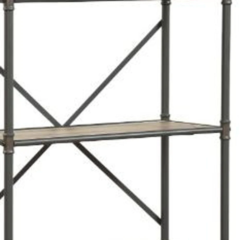 Gray Brown Metal Four Tier Etagere Bookcase By Homeroots - Image 2