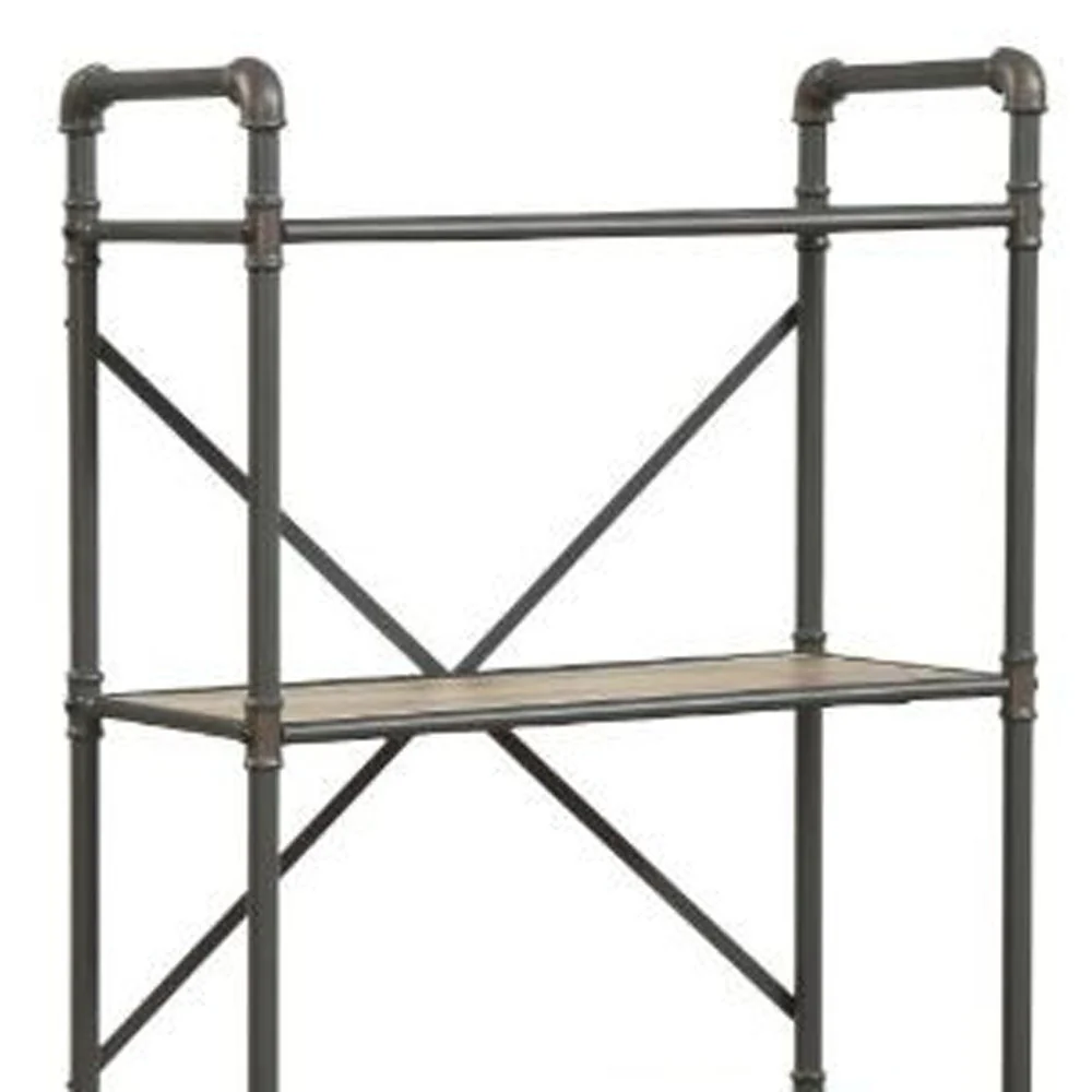 Gray Brown Metal Four Tier Etagere Bookcase By Homeroots - Image 3