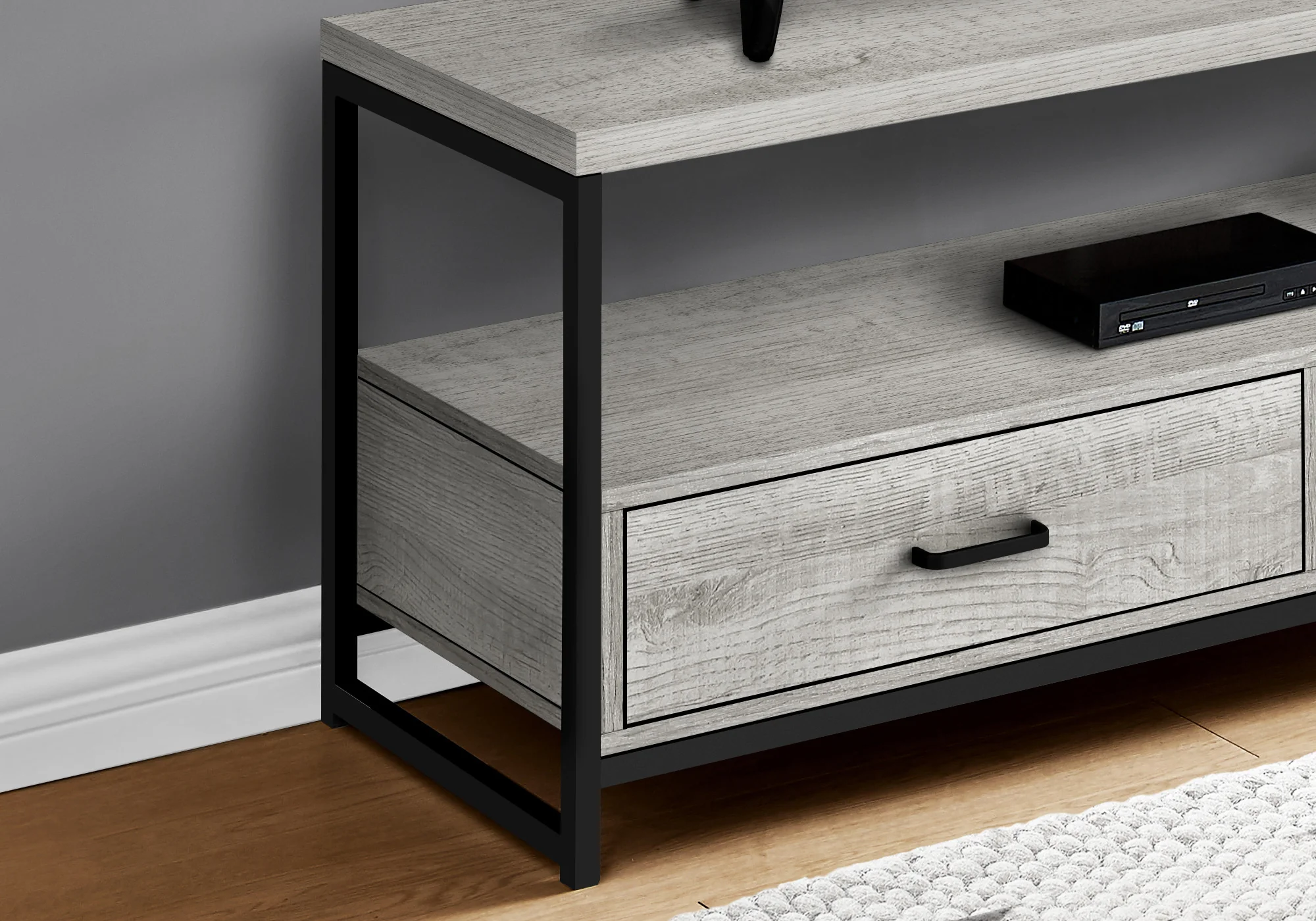 Gray Cabinet Enclosed Storage TV Stand By Homeroots - Image 7