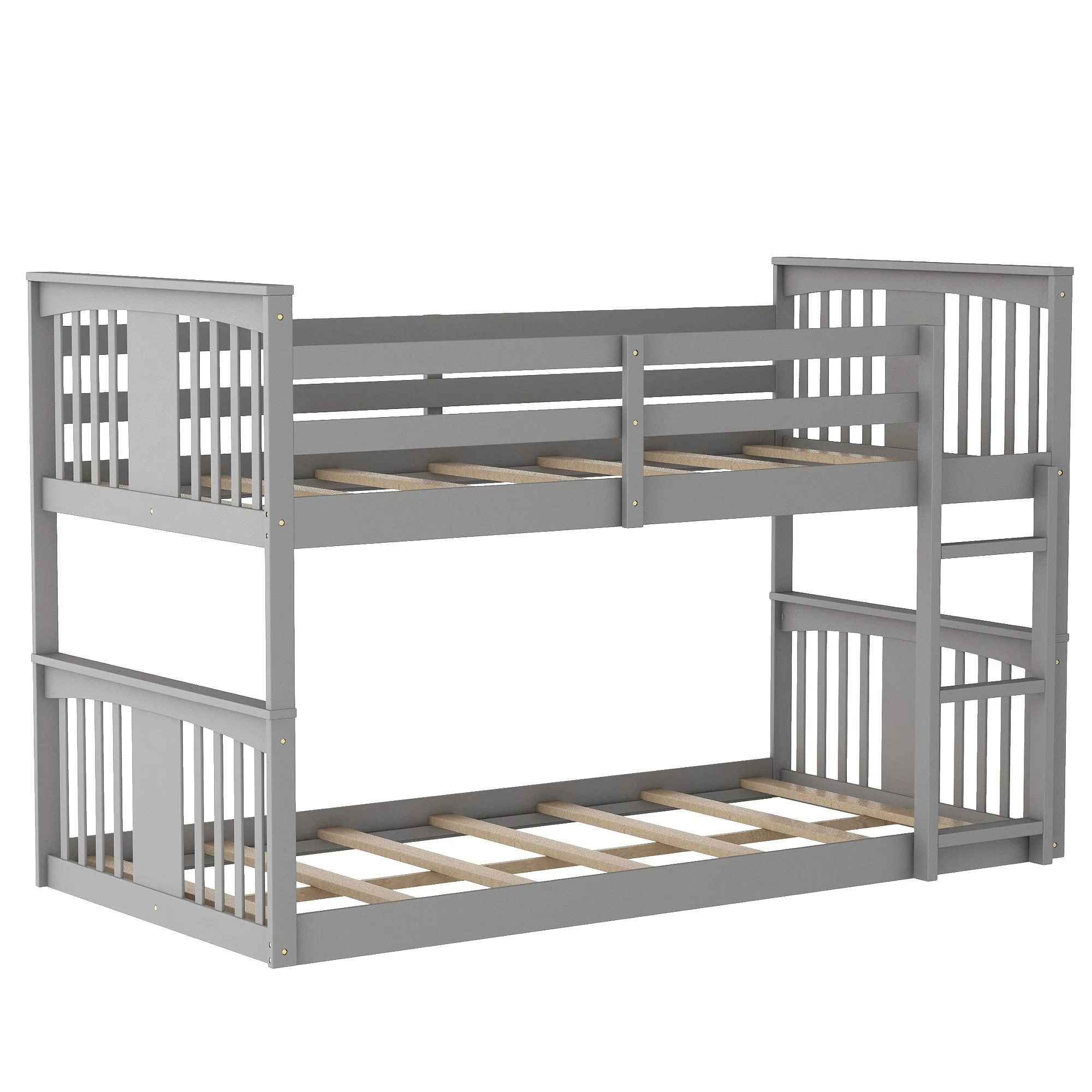 Gray Classic Twin Over Twin Bunk Bed With Ladder By Homeroots - Image 4
