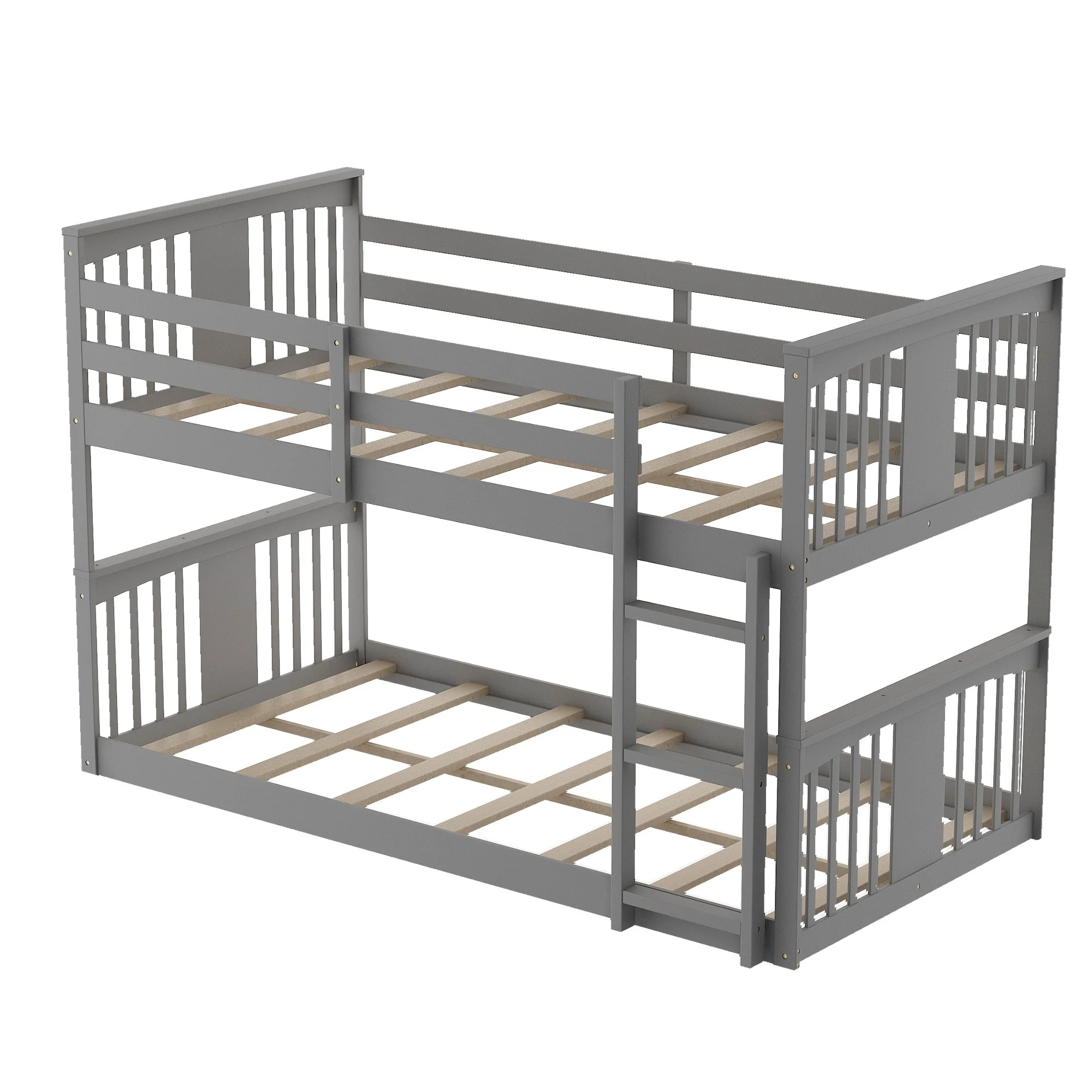 Gray Classic Twin Over Twin Bunk Bed With Ladder By Homeroots - Image 6