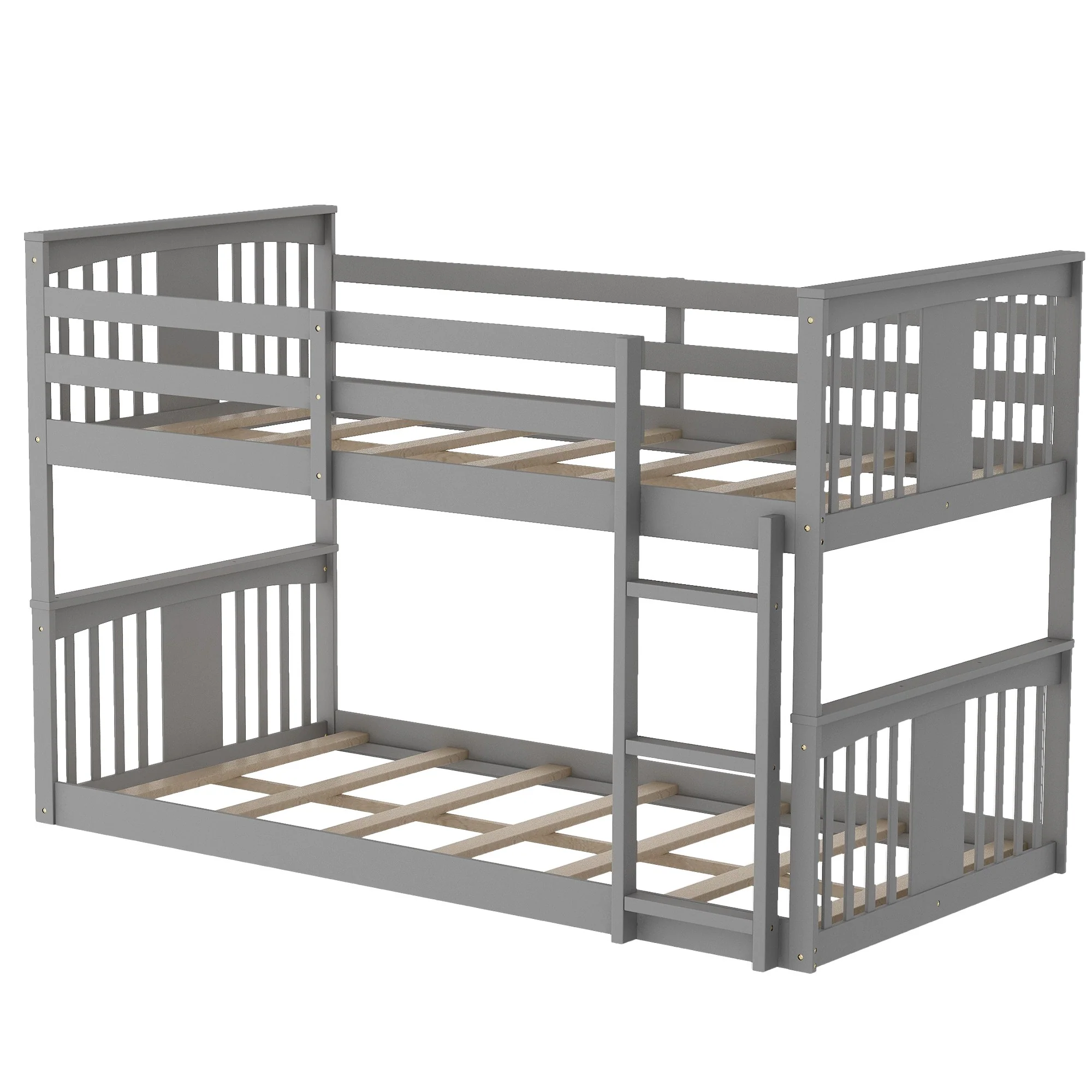 Gray Classic Twin Over Twin Bunk Bed With Ladder By Homeroots - Image 7