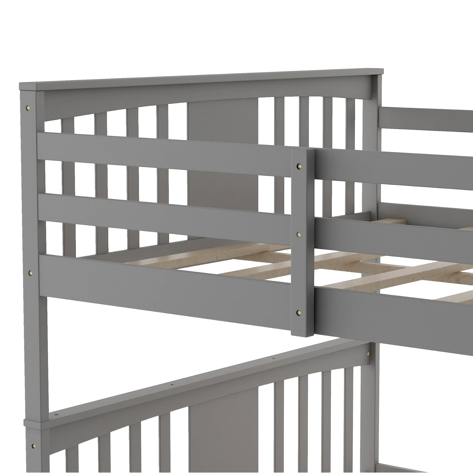 Gray Classic Twin Over Twin Bunk Bed With Ladder By Homeroots - Image 9