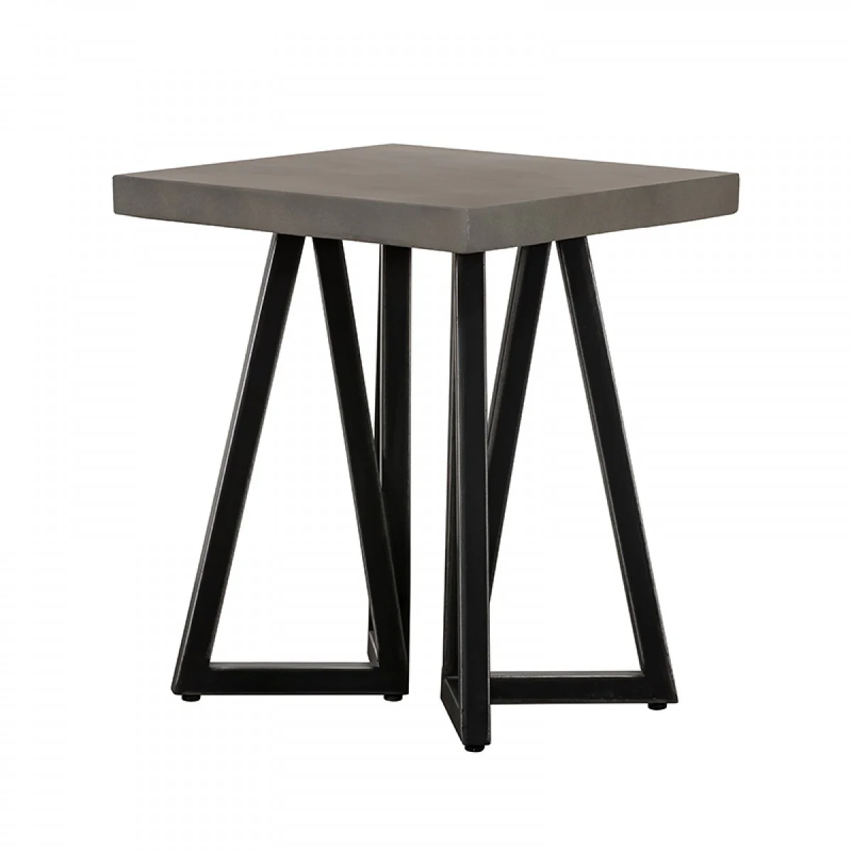 Gray Concrete and Black Metal Geo Industrial Square End Table By Homeroots - Image 2