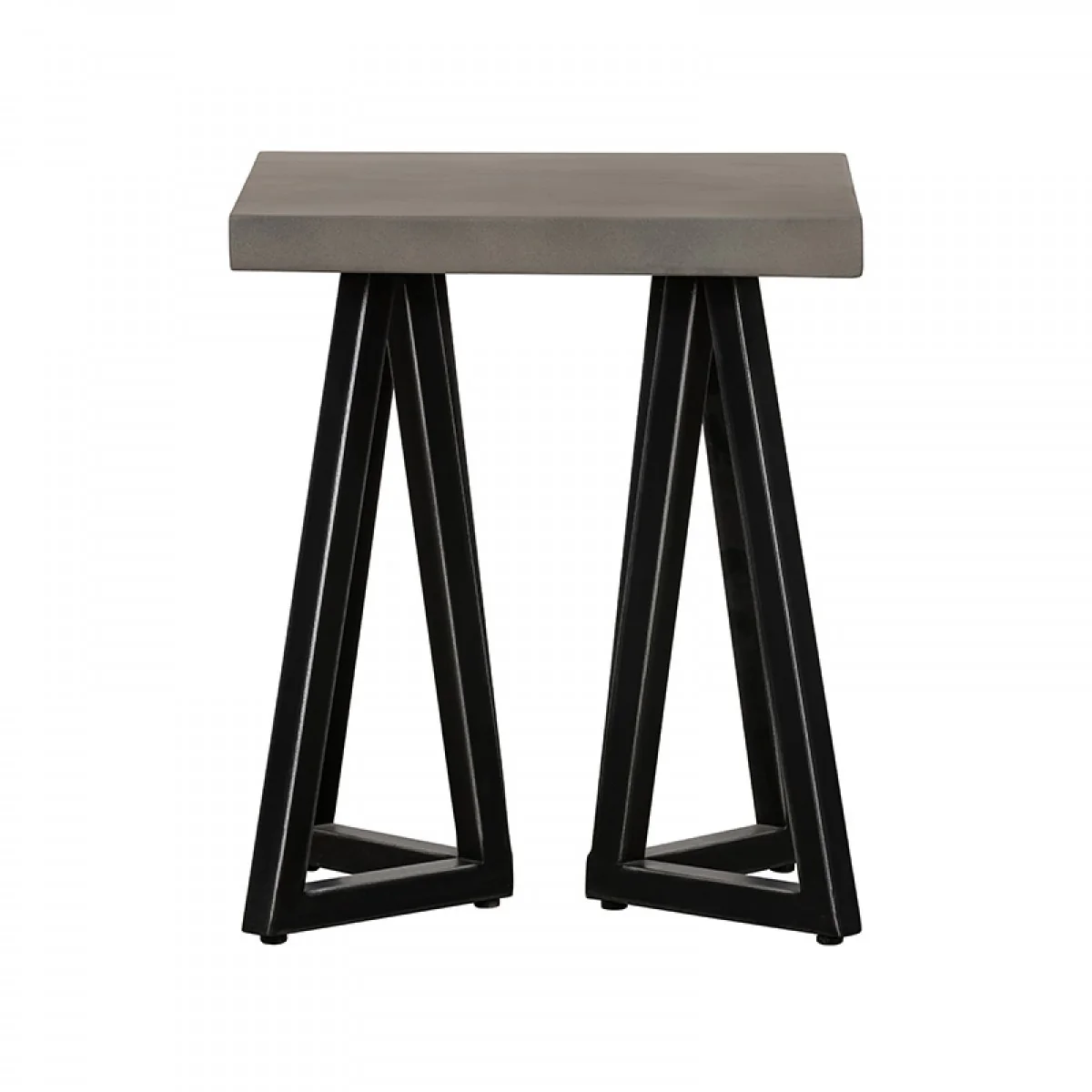 Gray Concrete and Black Metal Geo Industrial Square End Table By Homeroots - Image 3
