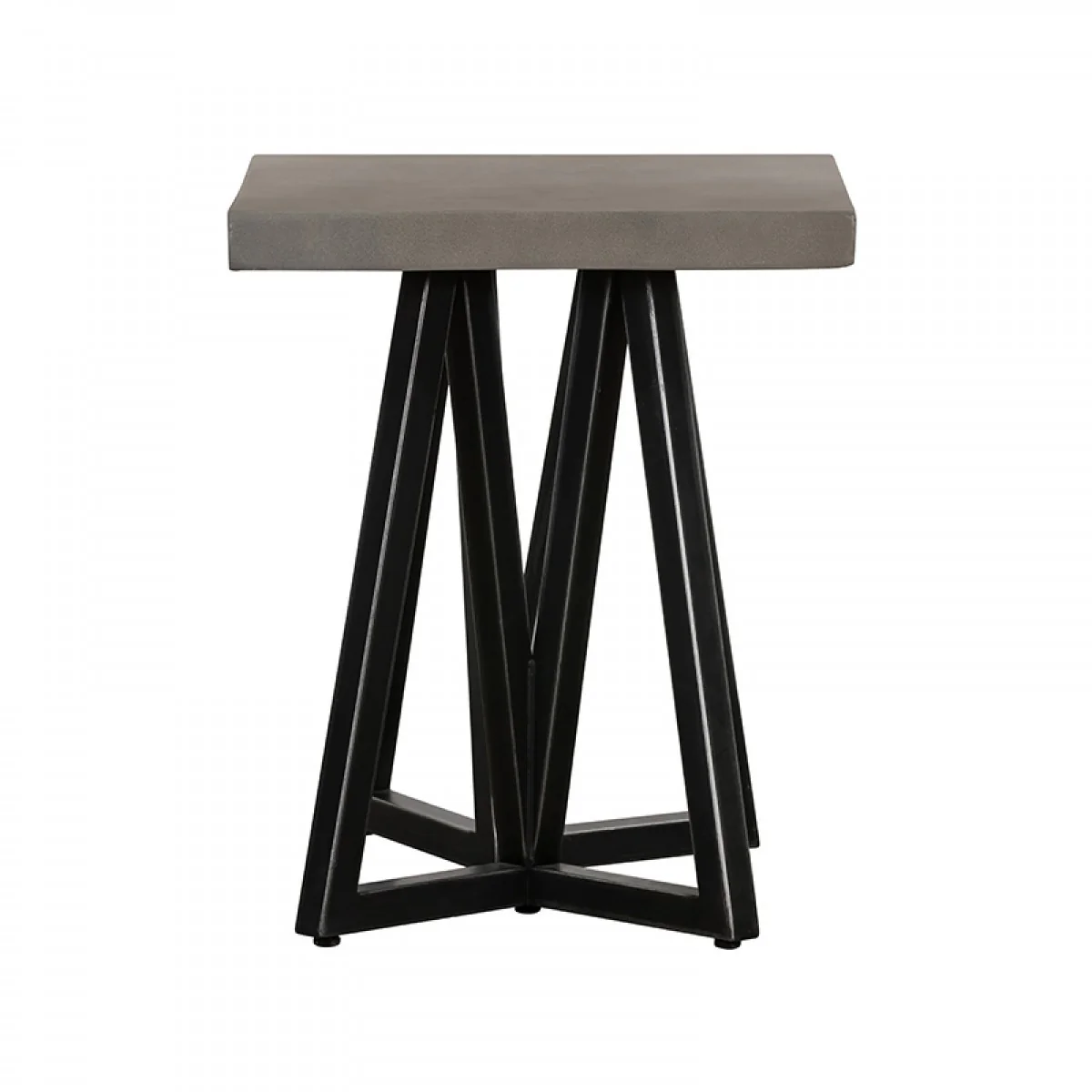 Gray Concrete and Black Metal Geo Industrial Square End Table By Homeroots - Image 4