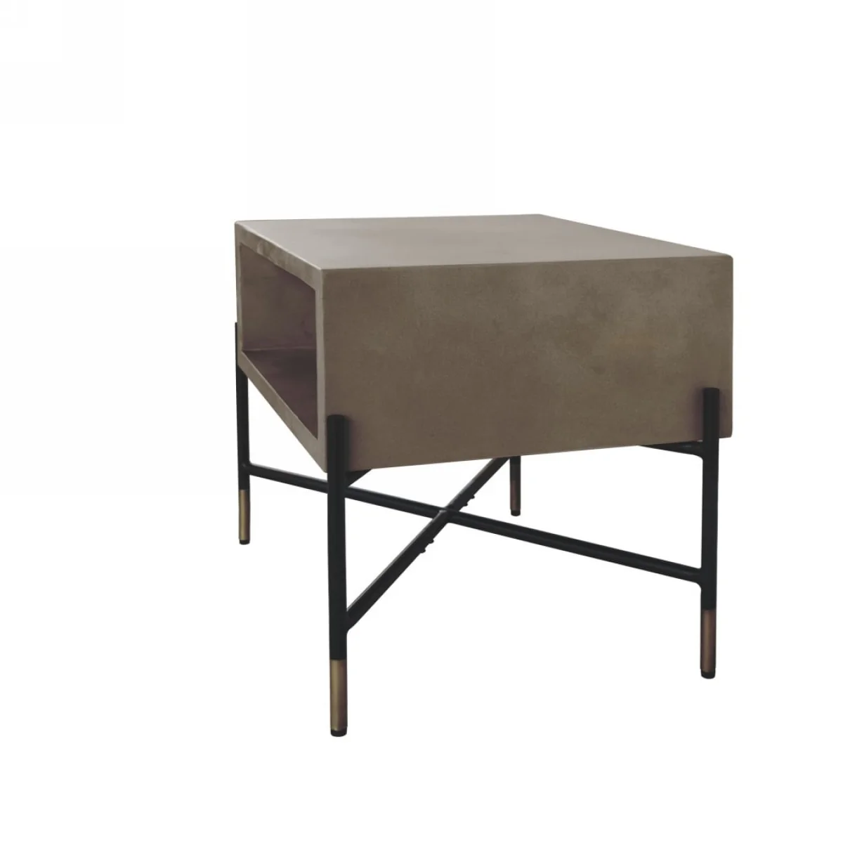 Gray Concrete and Black Metal Open Industrial End Table By Homeroots - Image 3