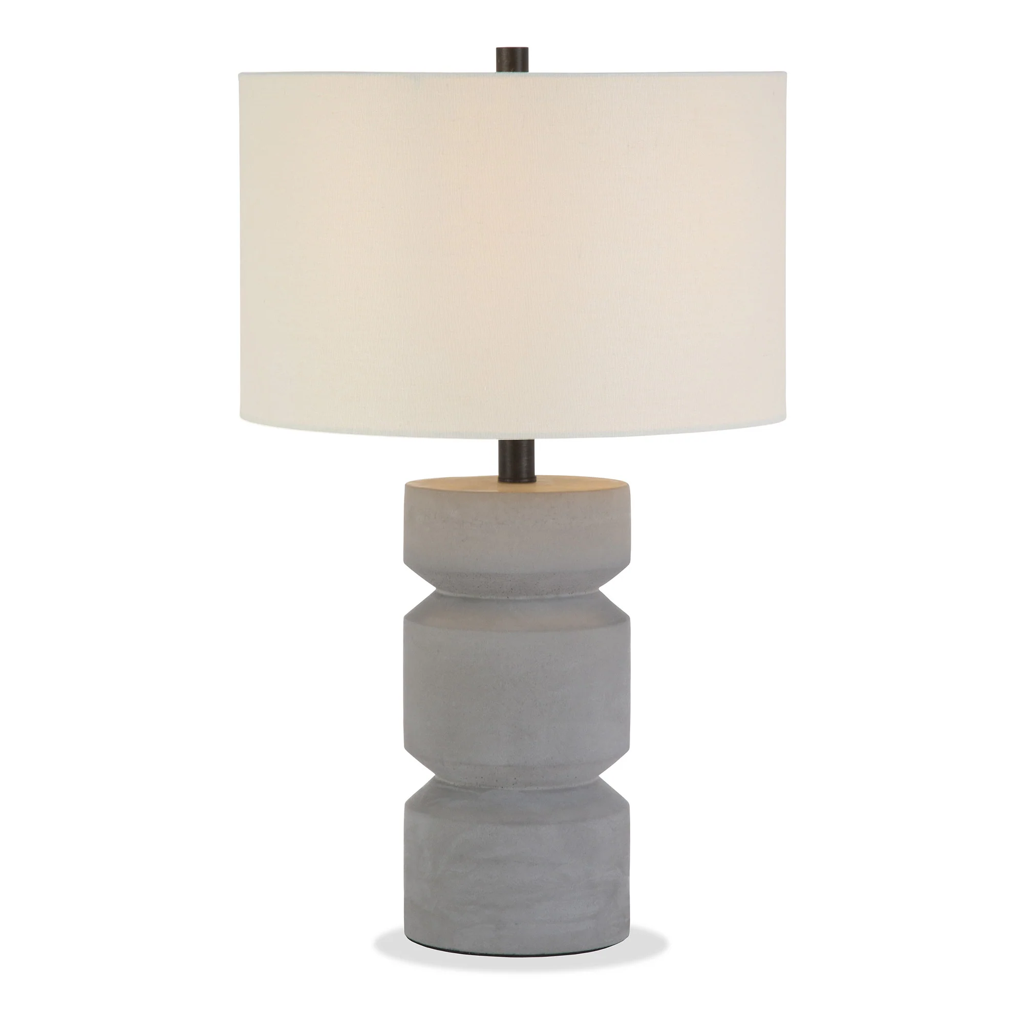 Gray Concrete Faceted Column Table Lamp With White Drum Shade By Homeroots - Image 2