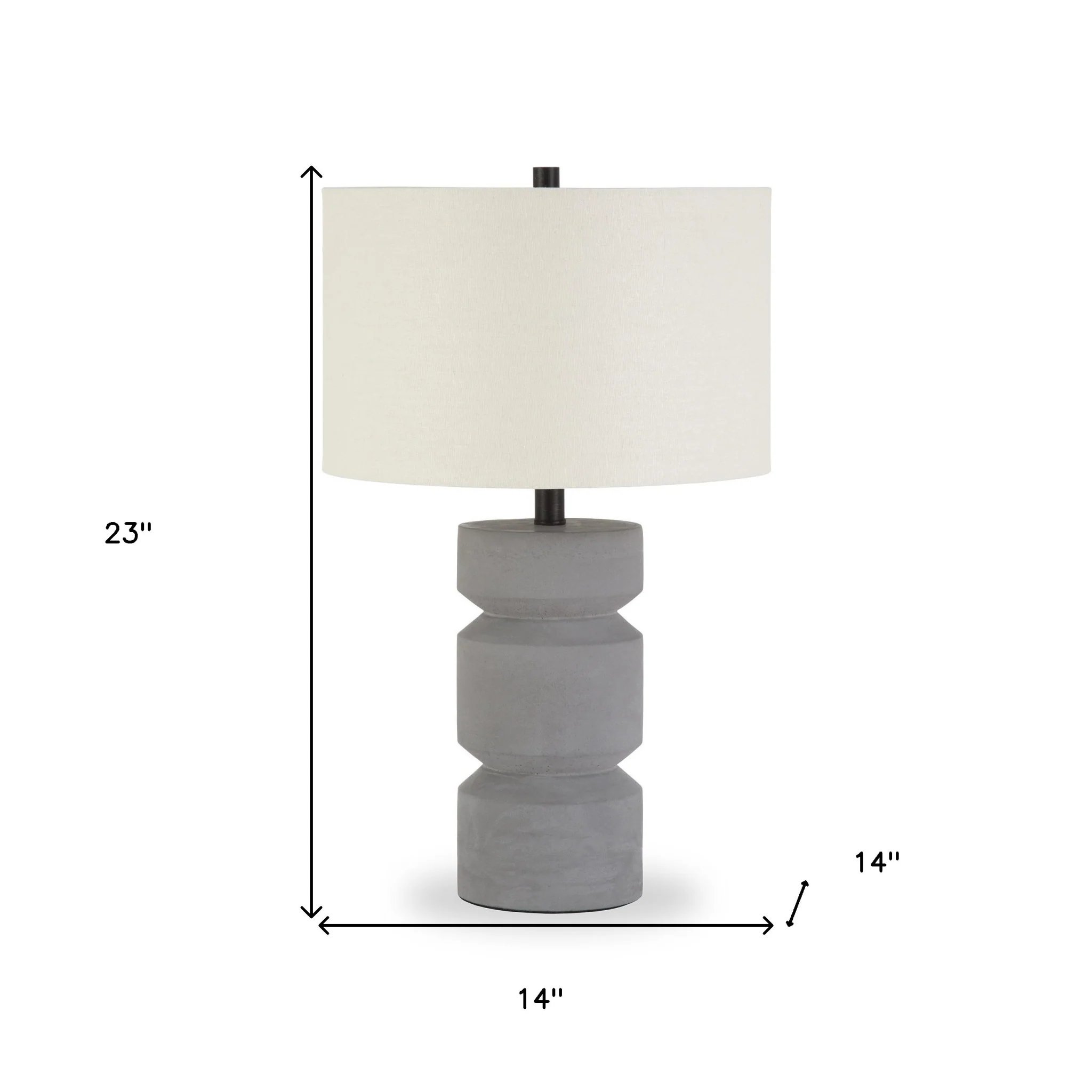 Gray Concrete Faceted Column Table Lamp With White Drum Shade By Homeroots - Image 6