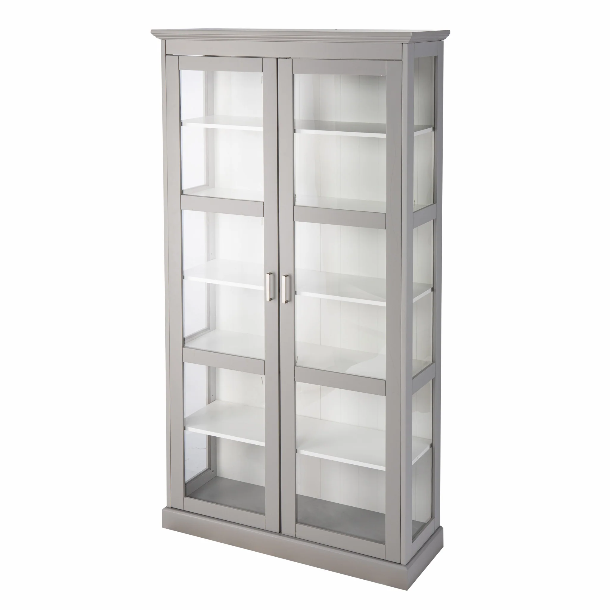 Gray Cornice Molding Double Door Curio Cabinet By Homeroots - Image 5