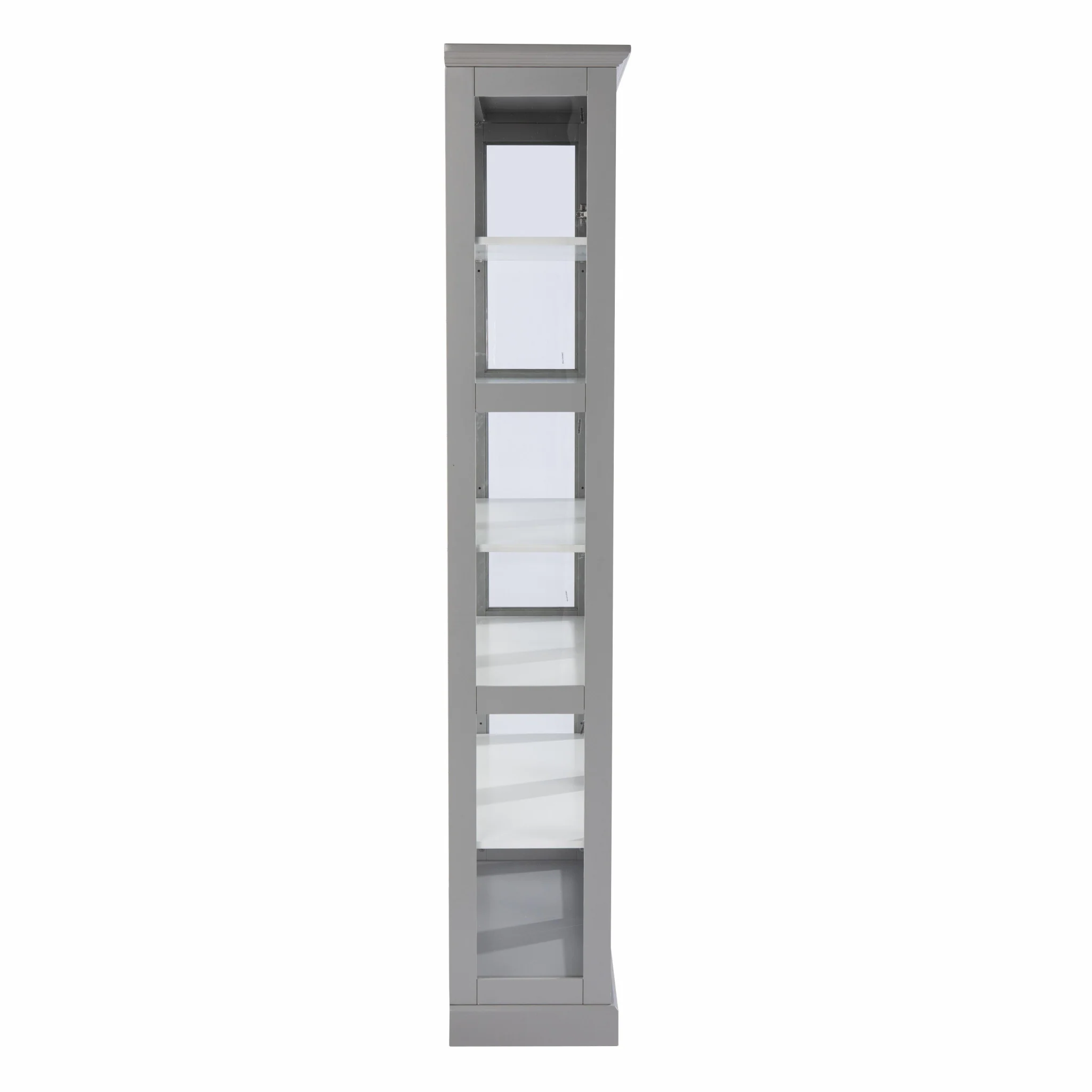 Gray Cornice Molding Double Door Curio Cabinet By Homeroots - Image 6