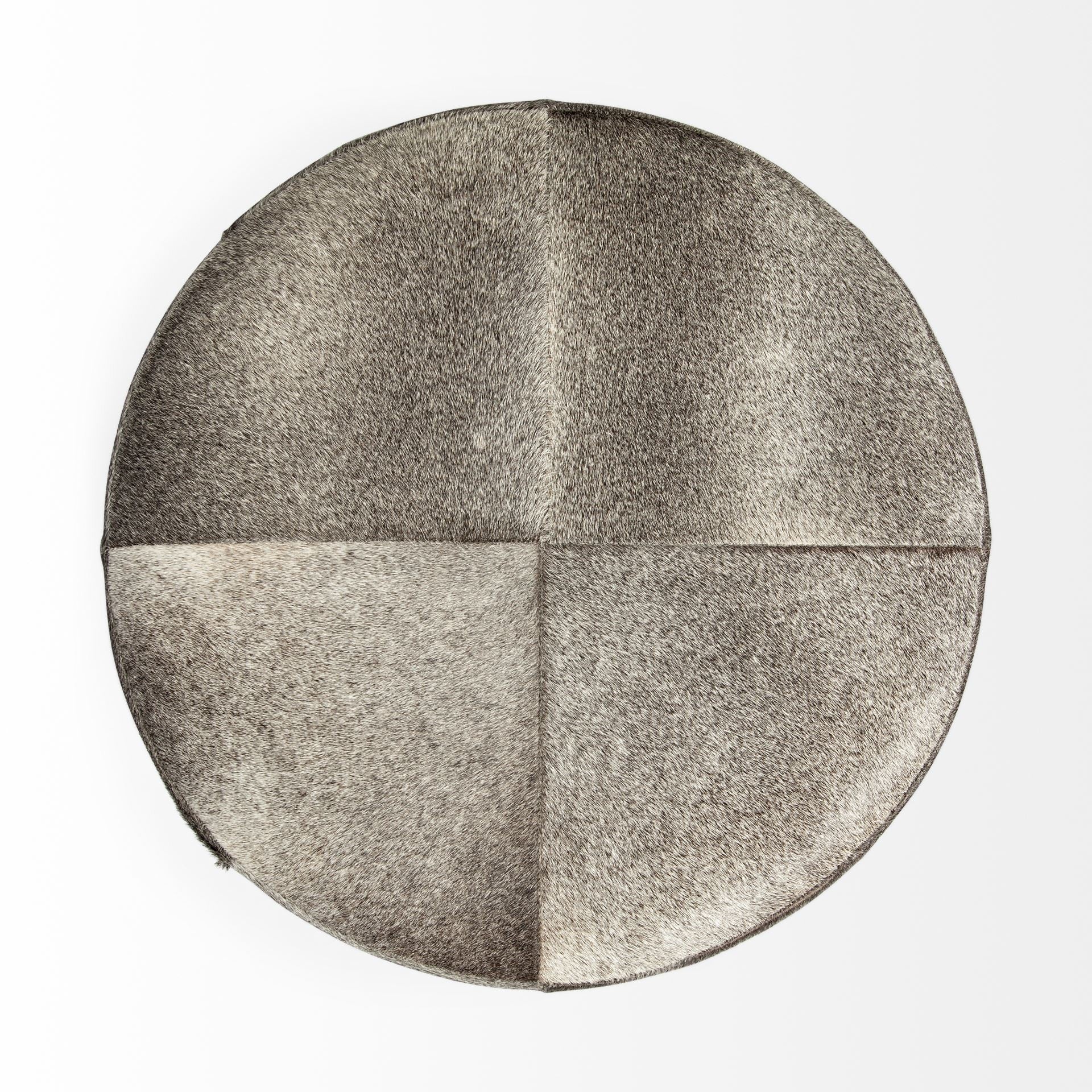 Gray Cowhide Tall Ottoman with Metal Base By Homeroots - Image 4