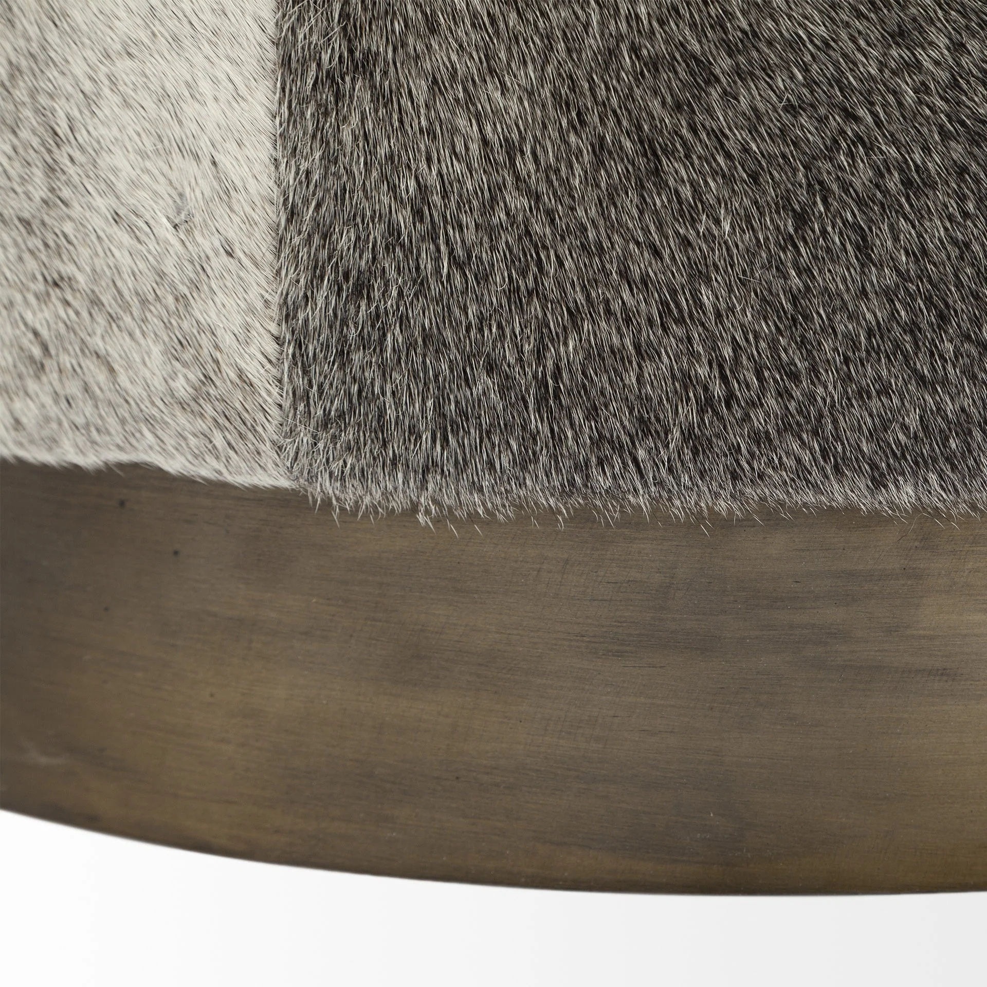 Gray Cowhide Tall Ottoman with Metal Base By Homeroots - Image 7