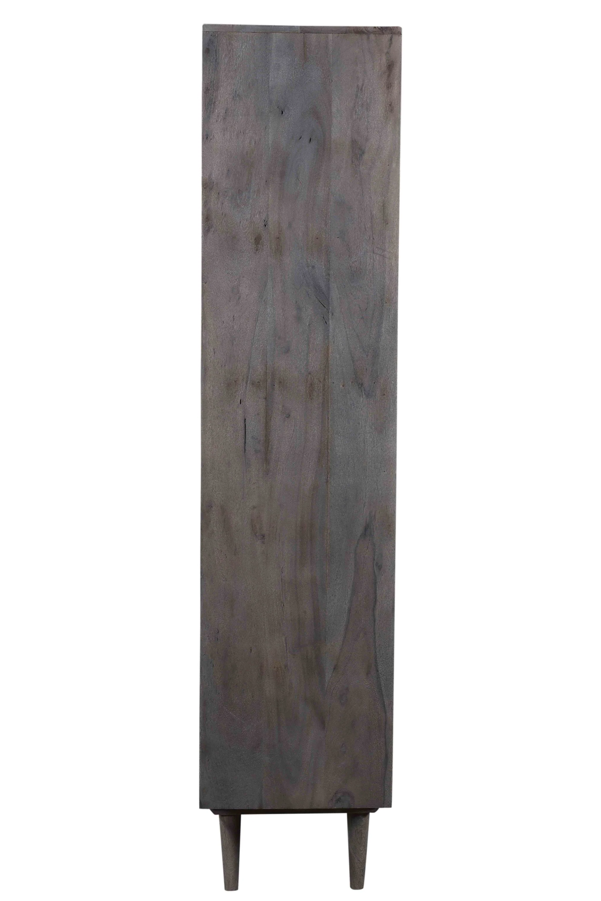 Gray Distressed Solid Wood Three Tier Bookcase with Two Doors By Homeroots - Image 3