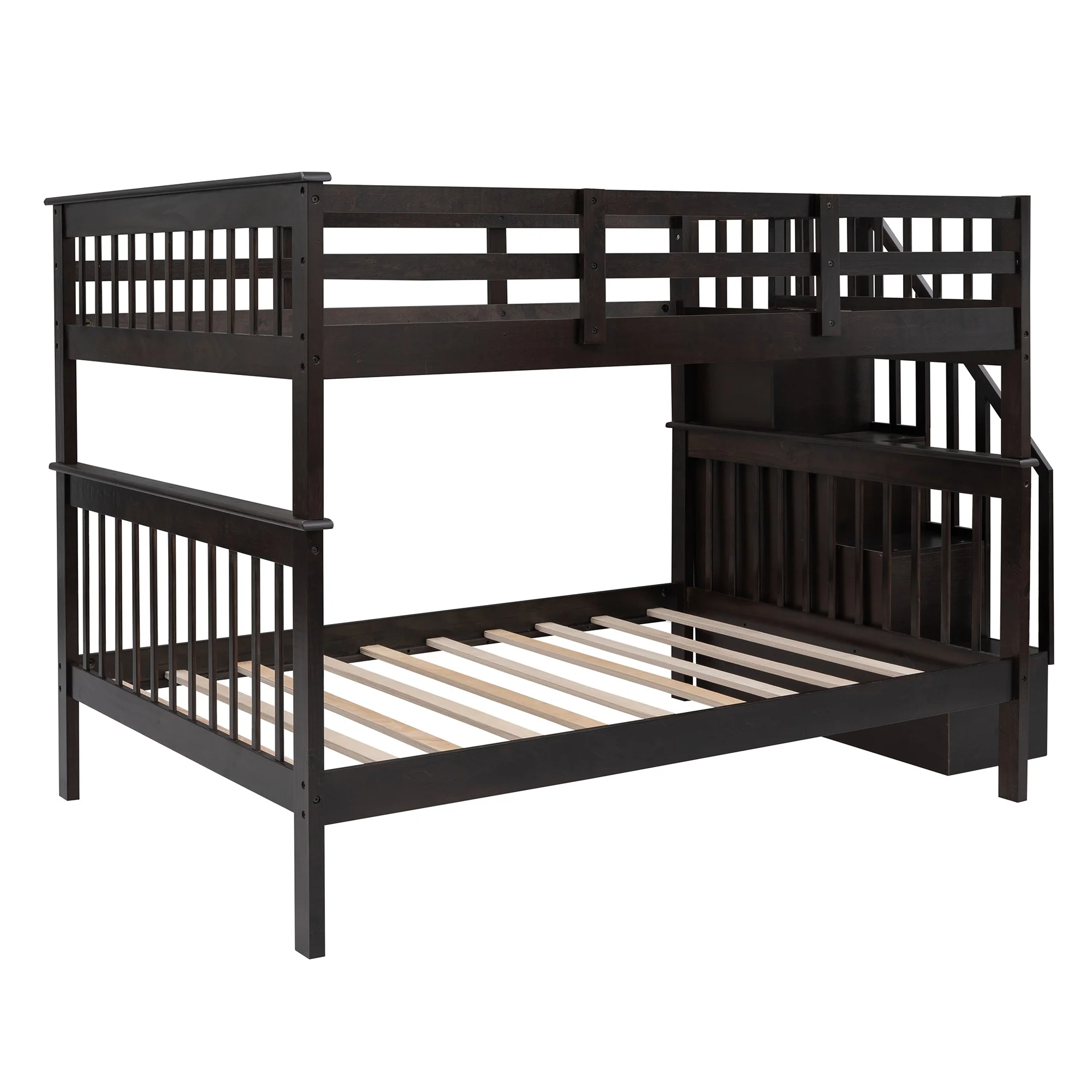 Gray Double Full Size Stairway Bunk Bed By Homeroots - Image 16
