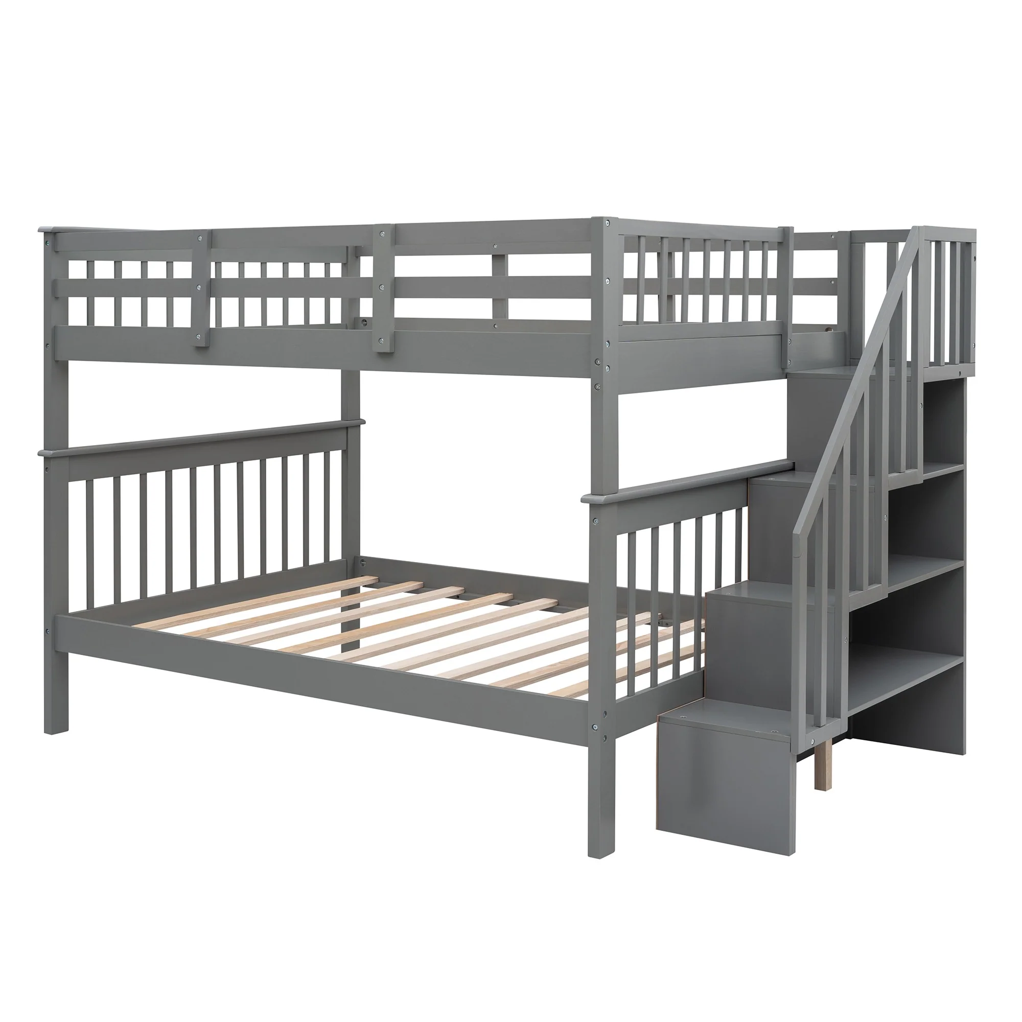 Gray Double Full Size Stairway Bunk Bed By Homeroots - Image 5