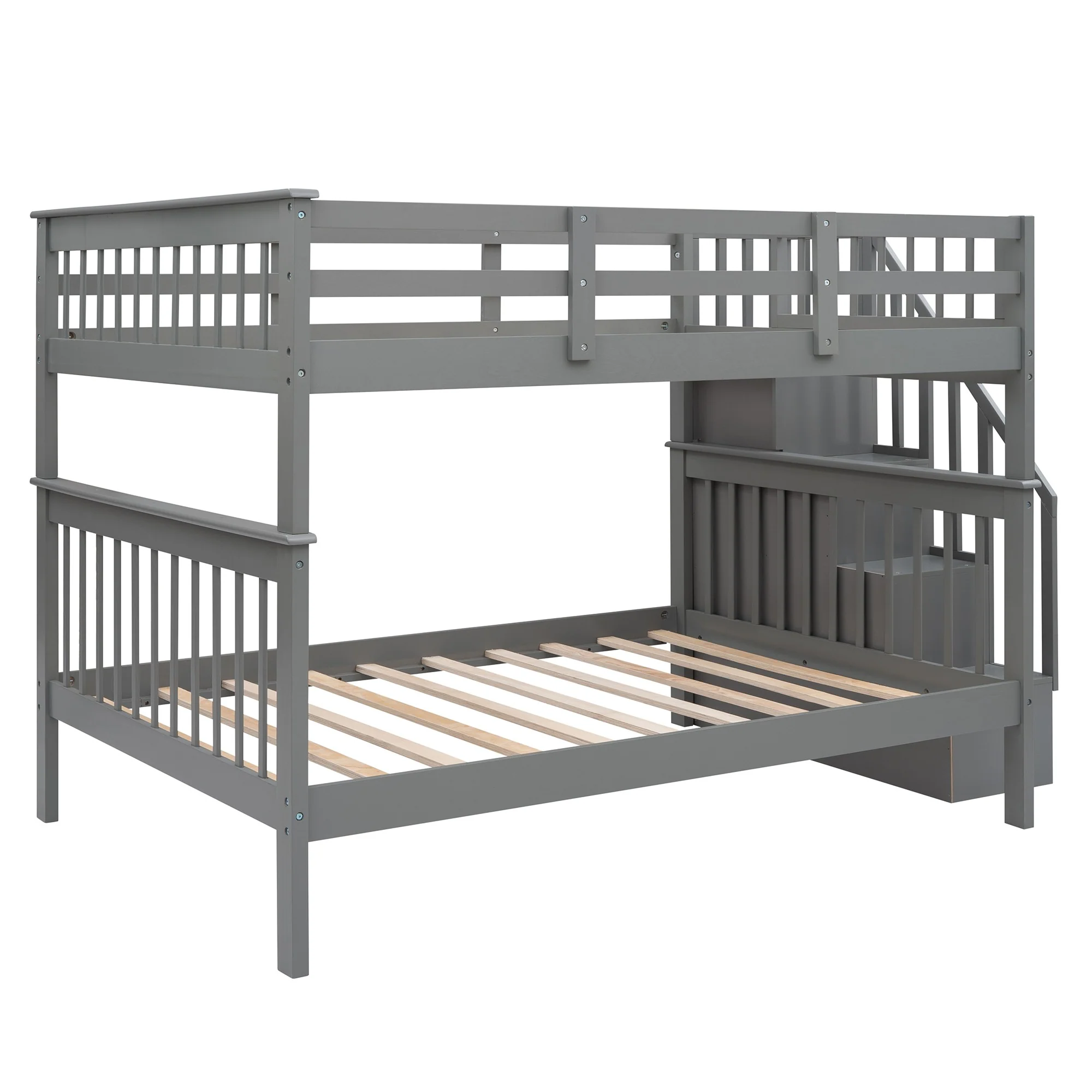 Gray Double Full Size Stairway Bunk Bed By Homeroots - Image 6