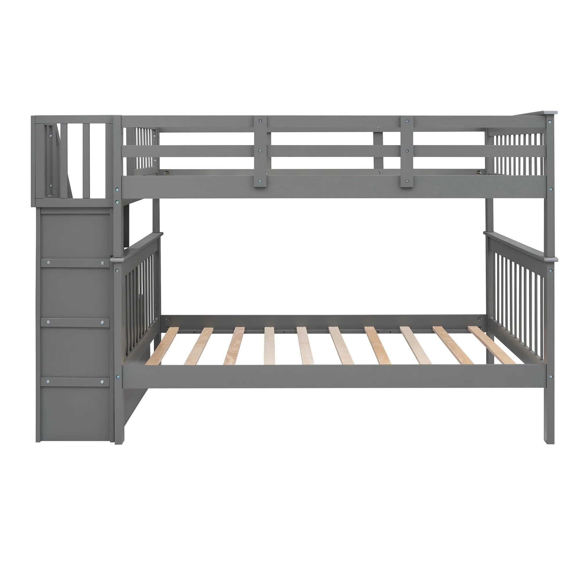 Gray Double Full Size Stairway Bunk Bed By Homeroots - Image 7