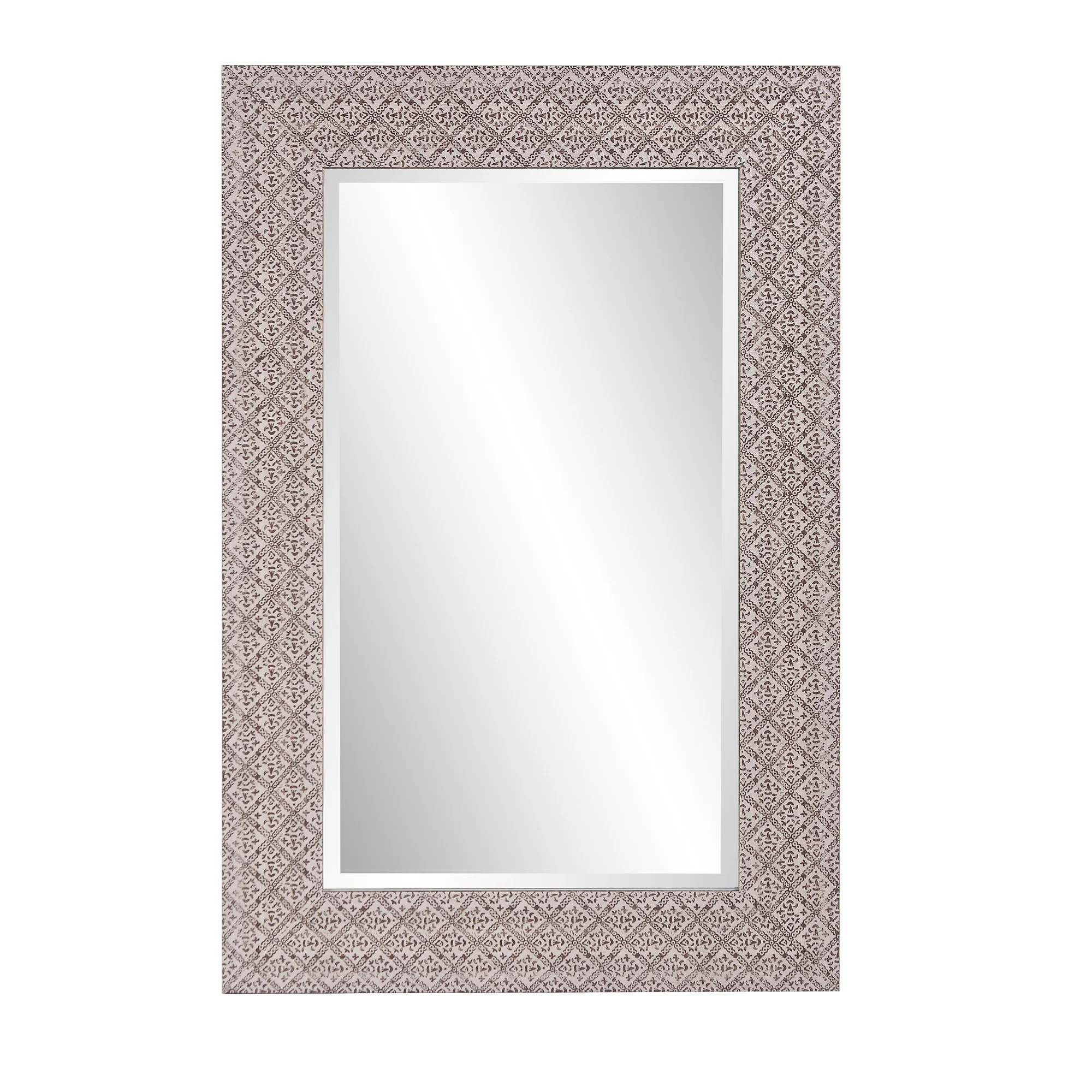 Gray Embossed Faux Wood Rectangular Mirror By Homeroots - Image 2