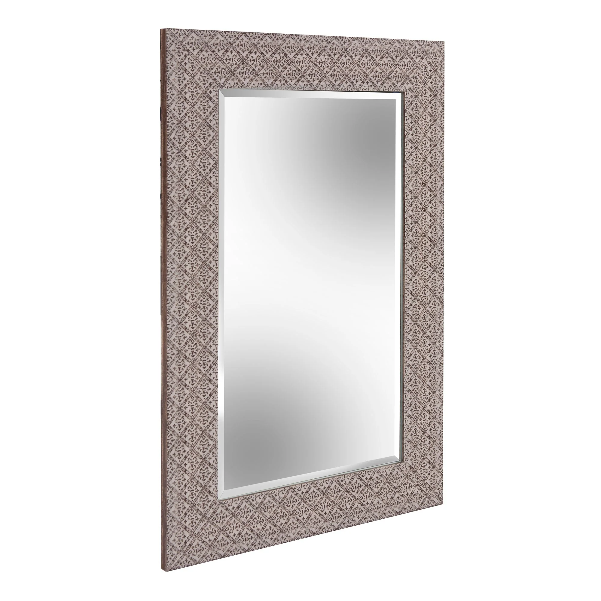 Gray Embossed Faux Wood Rectangular Mirror By Homeroots - Image 3
