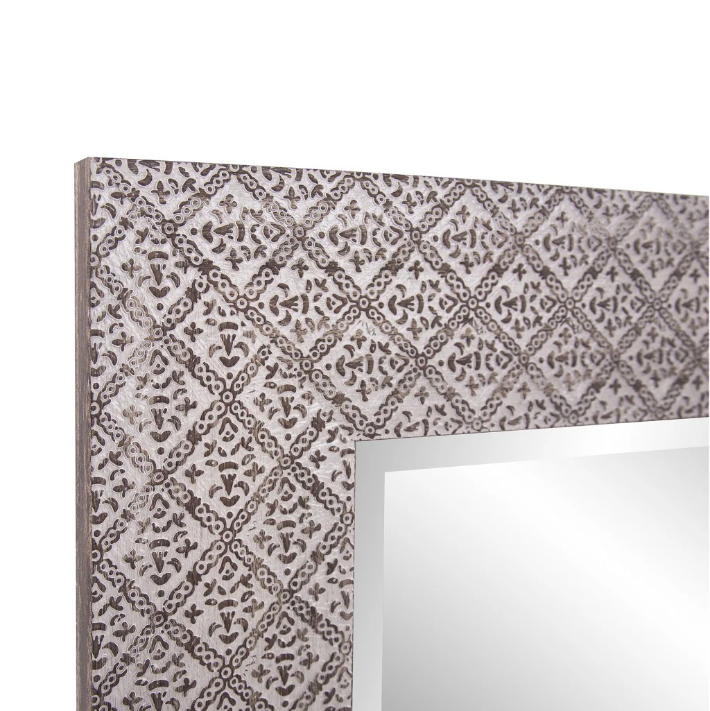 Gray Embossed Faux Wood Rectangular Mirror By Homeroots - Image 4