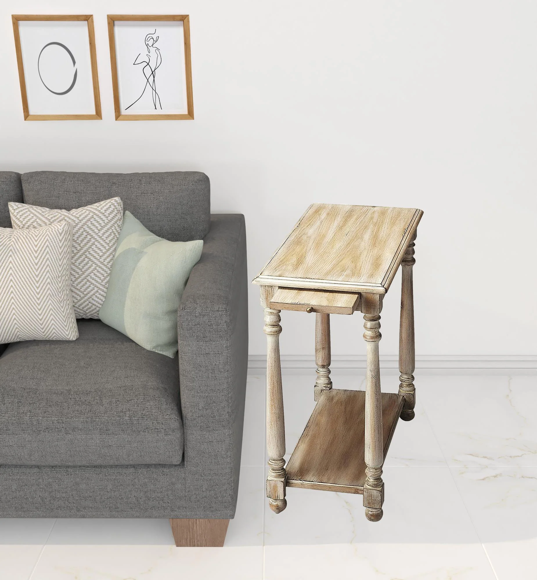 Gray End Table With Shelf By Homeroots - Image 2
