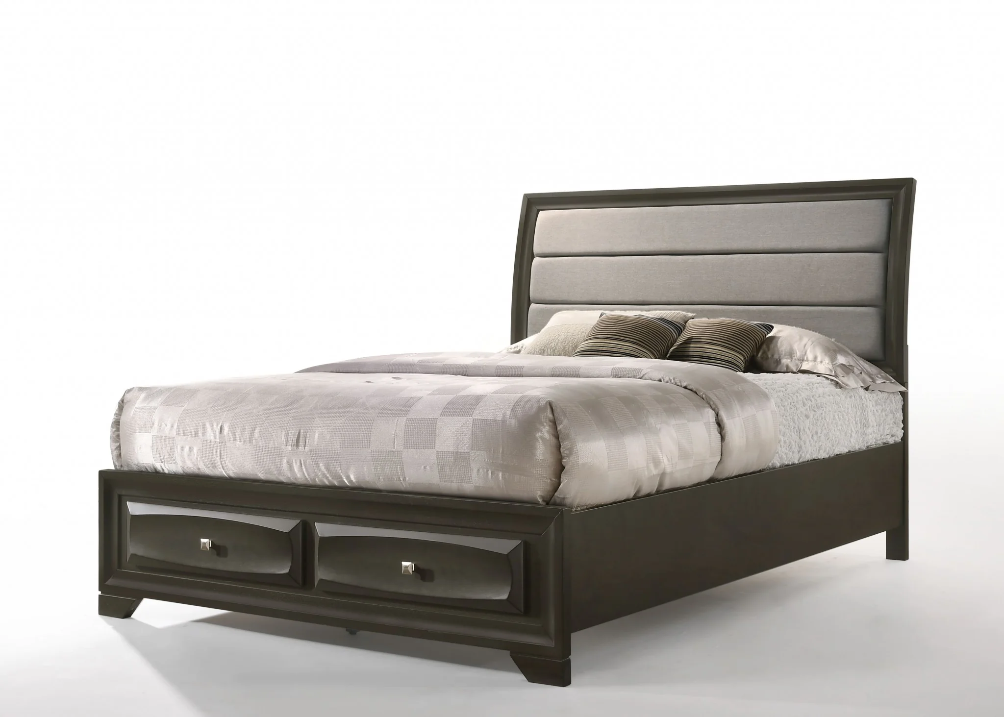 Gray Fabric And Antique Gray Queen Storage Bed By Homeroots - Image 2