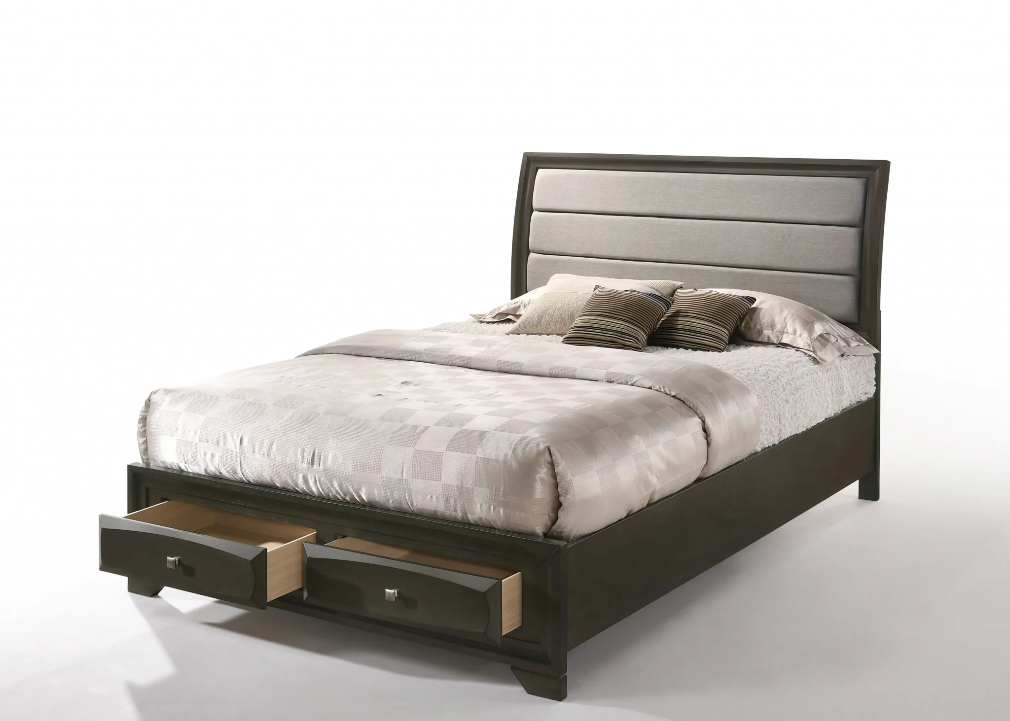 Gray Fabric And Antique Gray Queen Storage Bed By Homeroots - Image 3