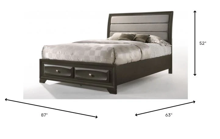 Gray Fabric And Antique Gray Queen Storage Bed By Homeroots - Image 4