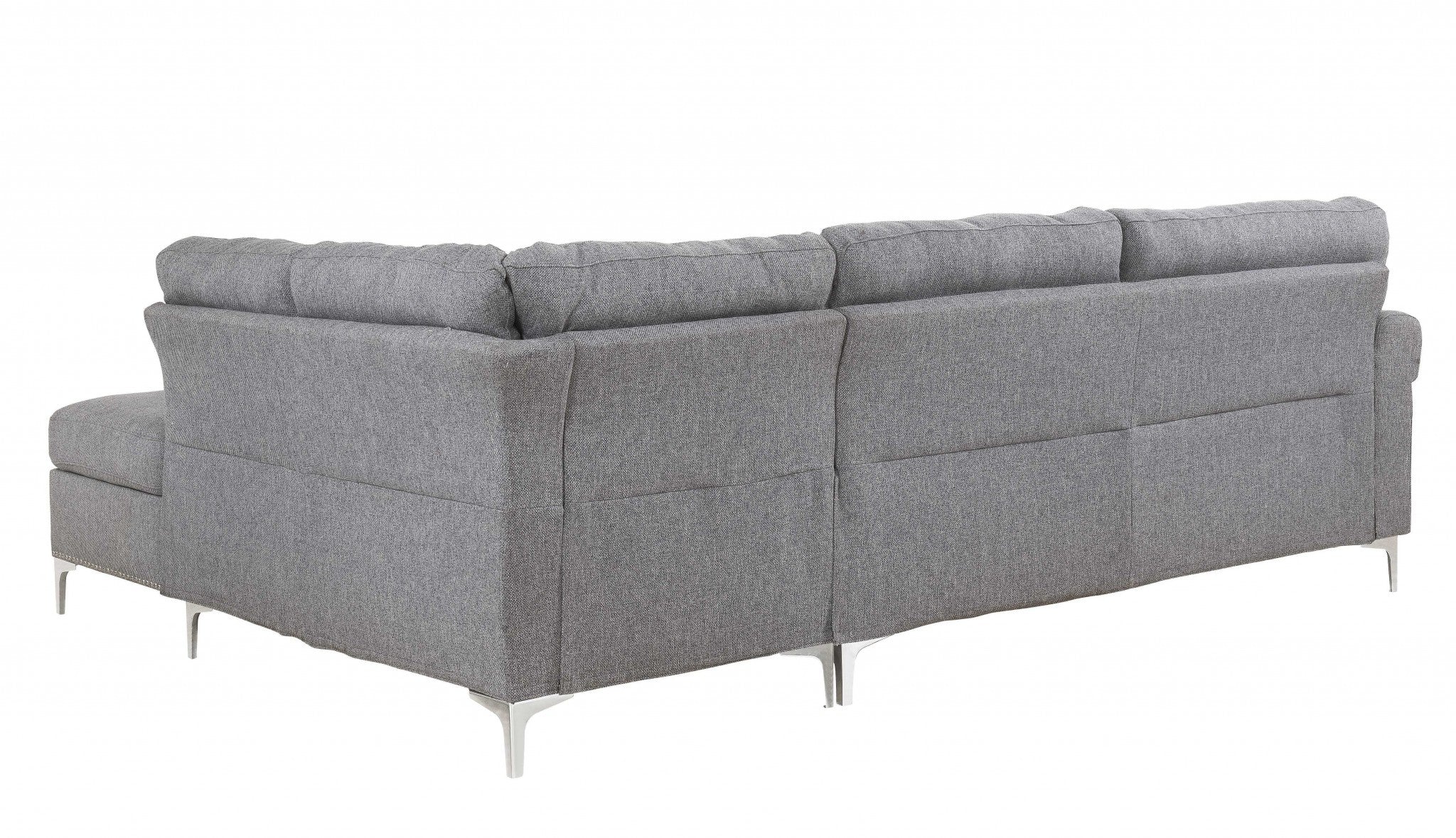 Gray Fabric Upholstery Metal Leg Sectional Sofa By Homeroots - Image 3