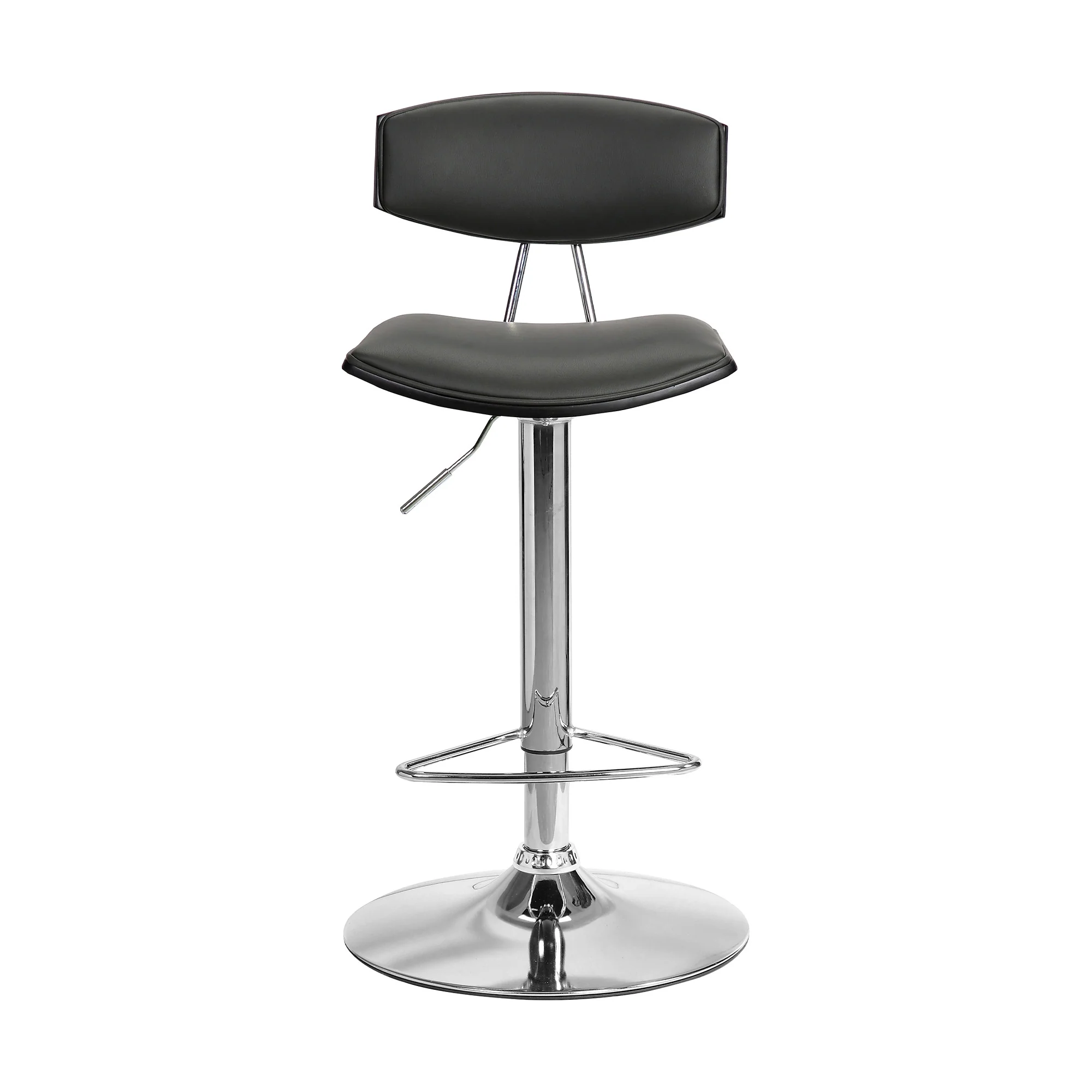 Gray Faux Leather Adjustable Chrome Base Swivel Bar Stool By Homeroots - Image 2
