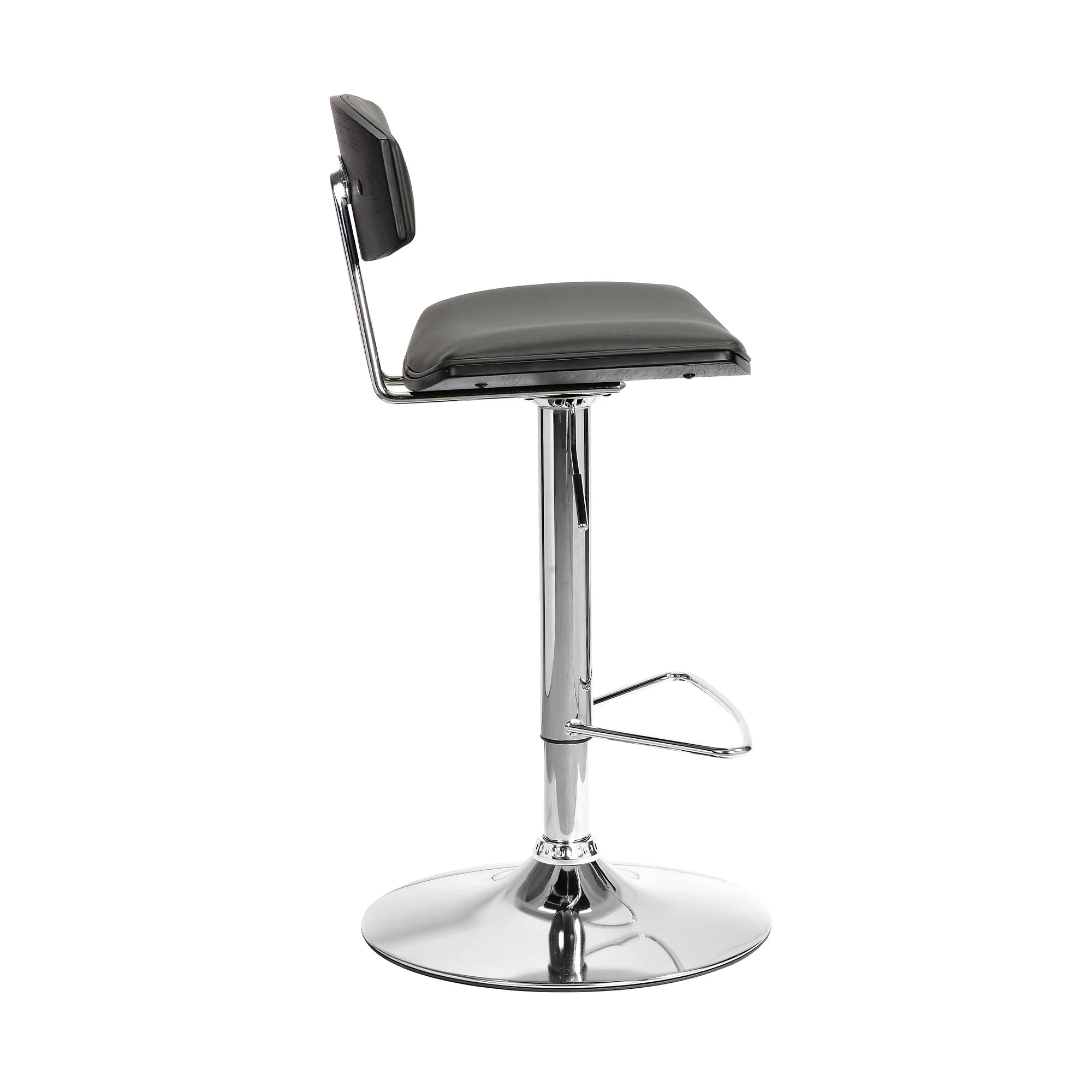 Gray Faux Leather Adjustable Chrome Base Swivel Bar Stool By Homeroots - Image 3