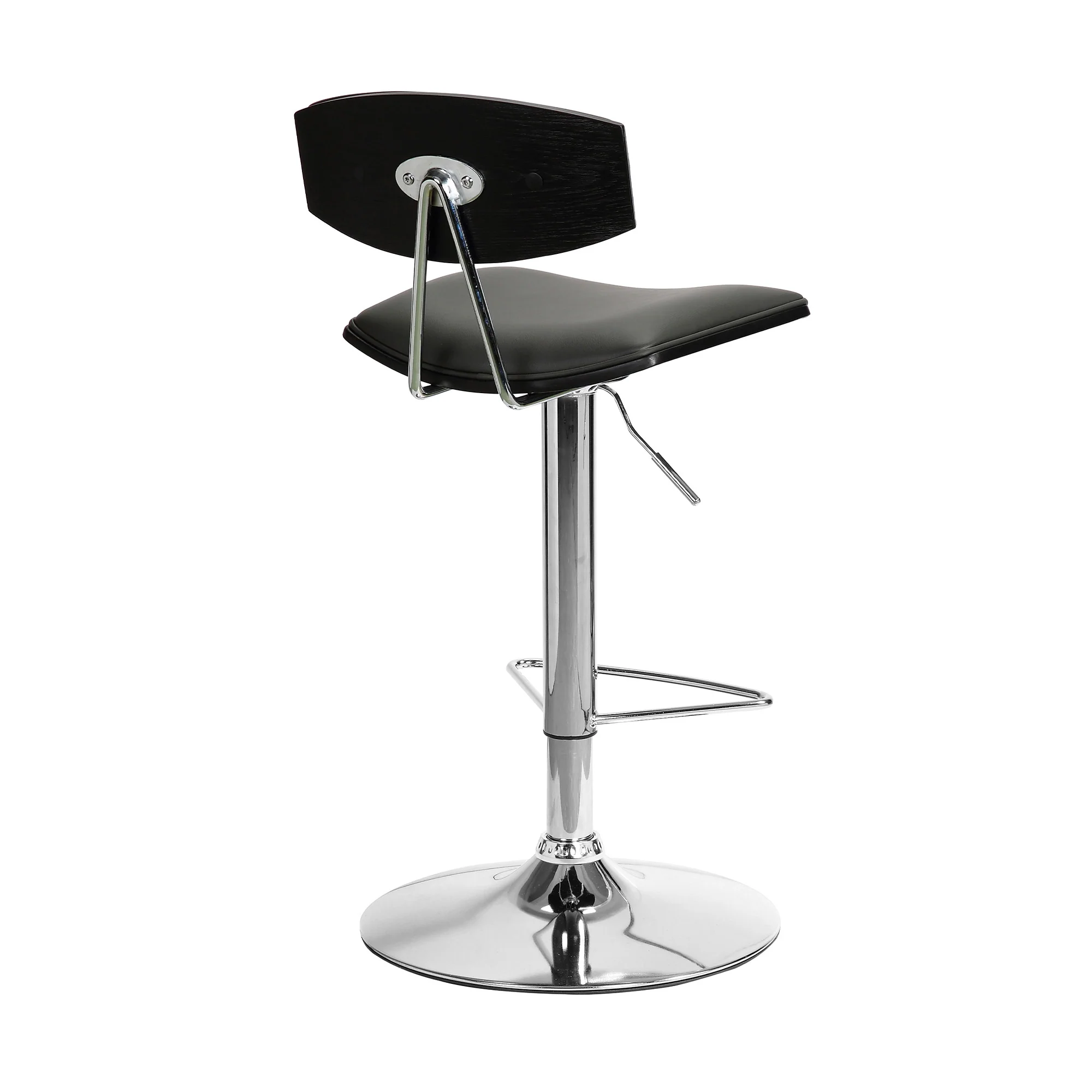 Gray Faux Leather Adjustable Chrome Base Swivel Bar Stool By Homeroots - Image 4