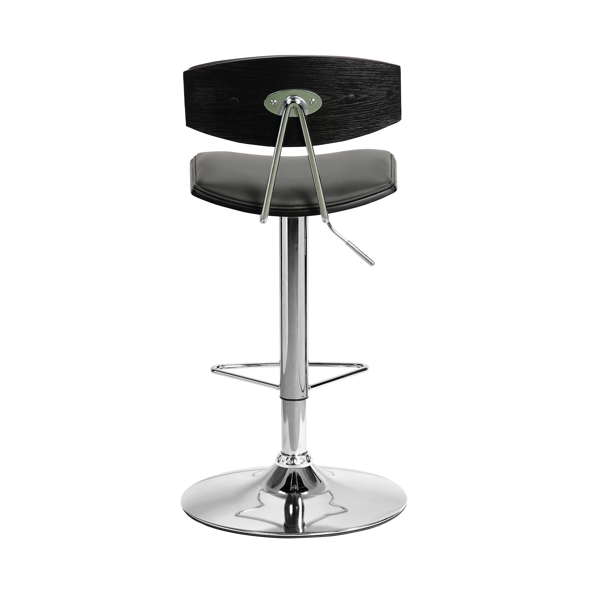 Gray Faux Leather Adjustable Chrome Base Swivel Bar Stool By Homeroots - Image 5