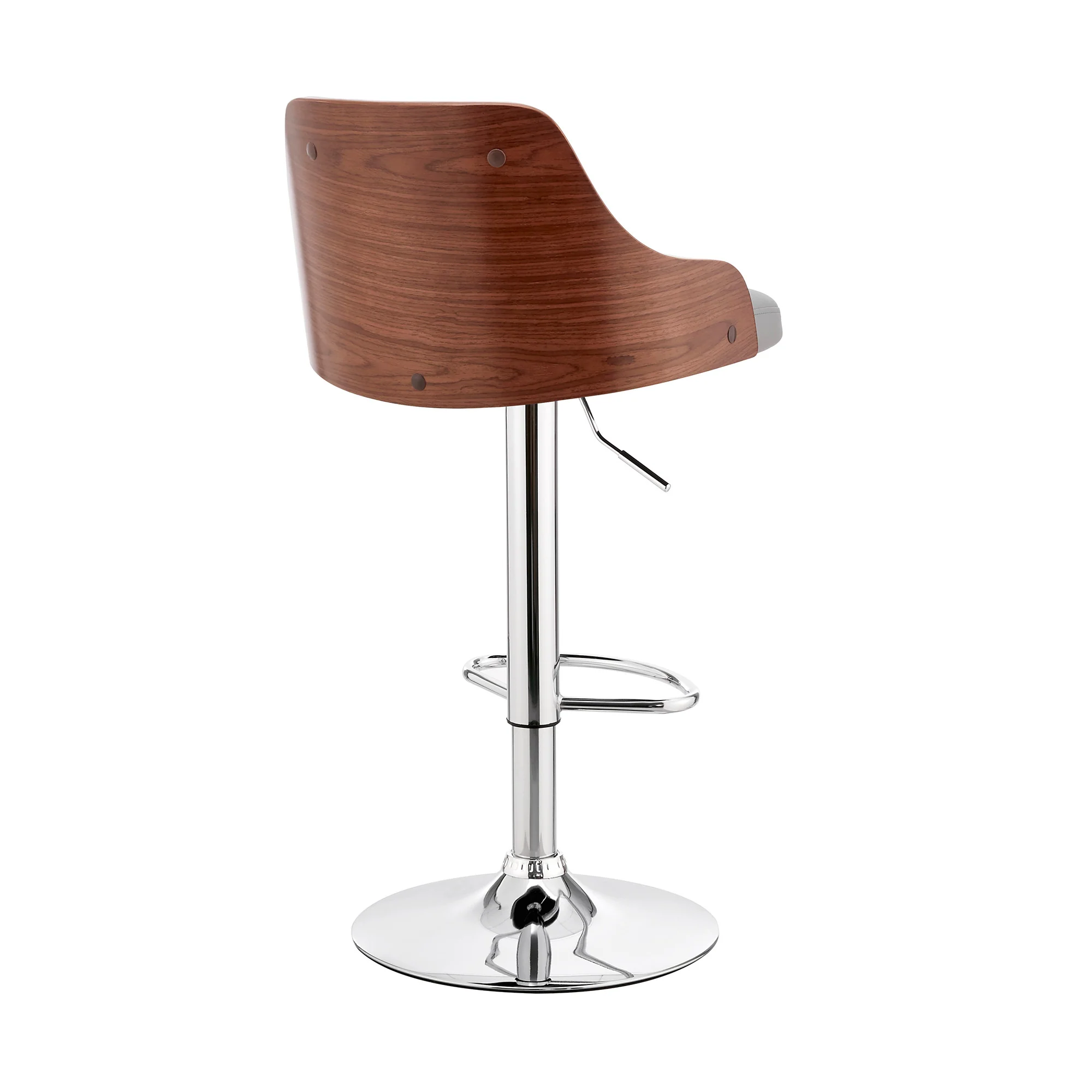 Gray Faux Leather Adjustable Modern Bar Stool By Homeroots - Image 5