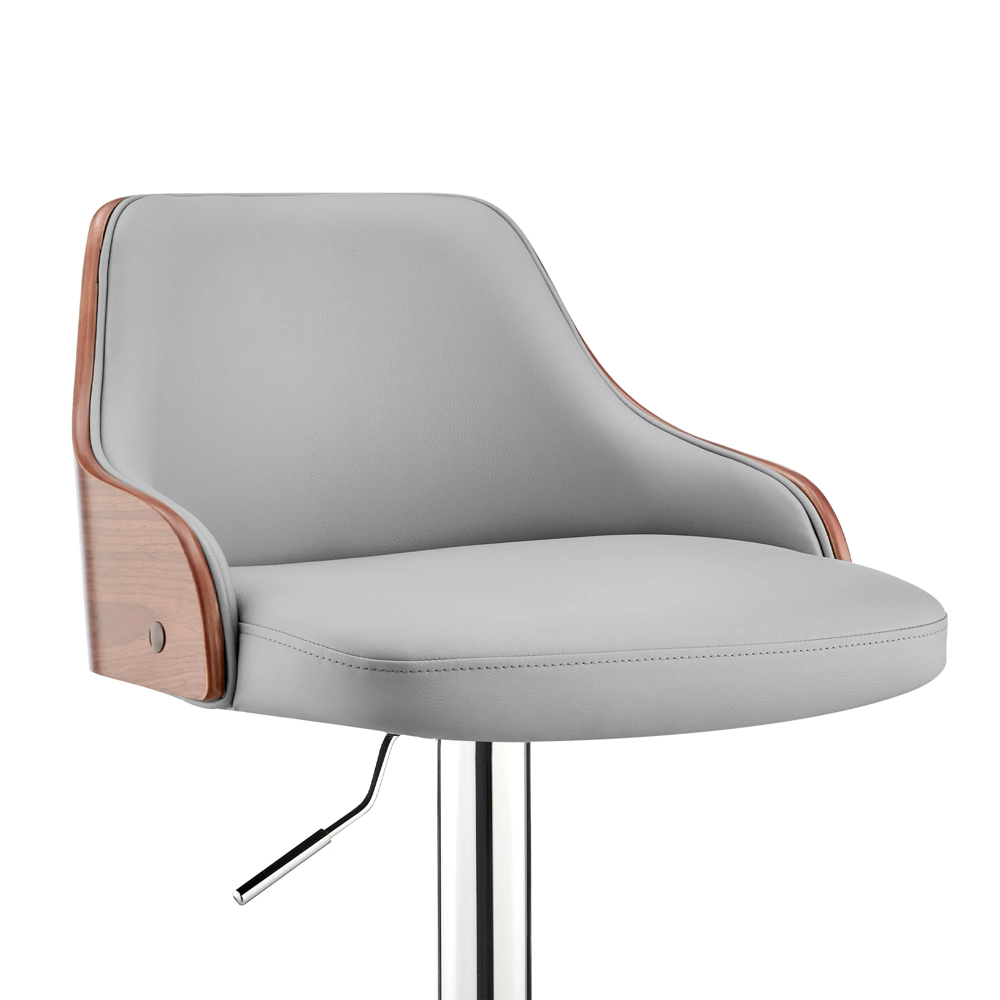 Gray Faux Leather Adjustable Modern Bar Stool By Homeroots - Image 7