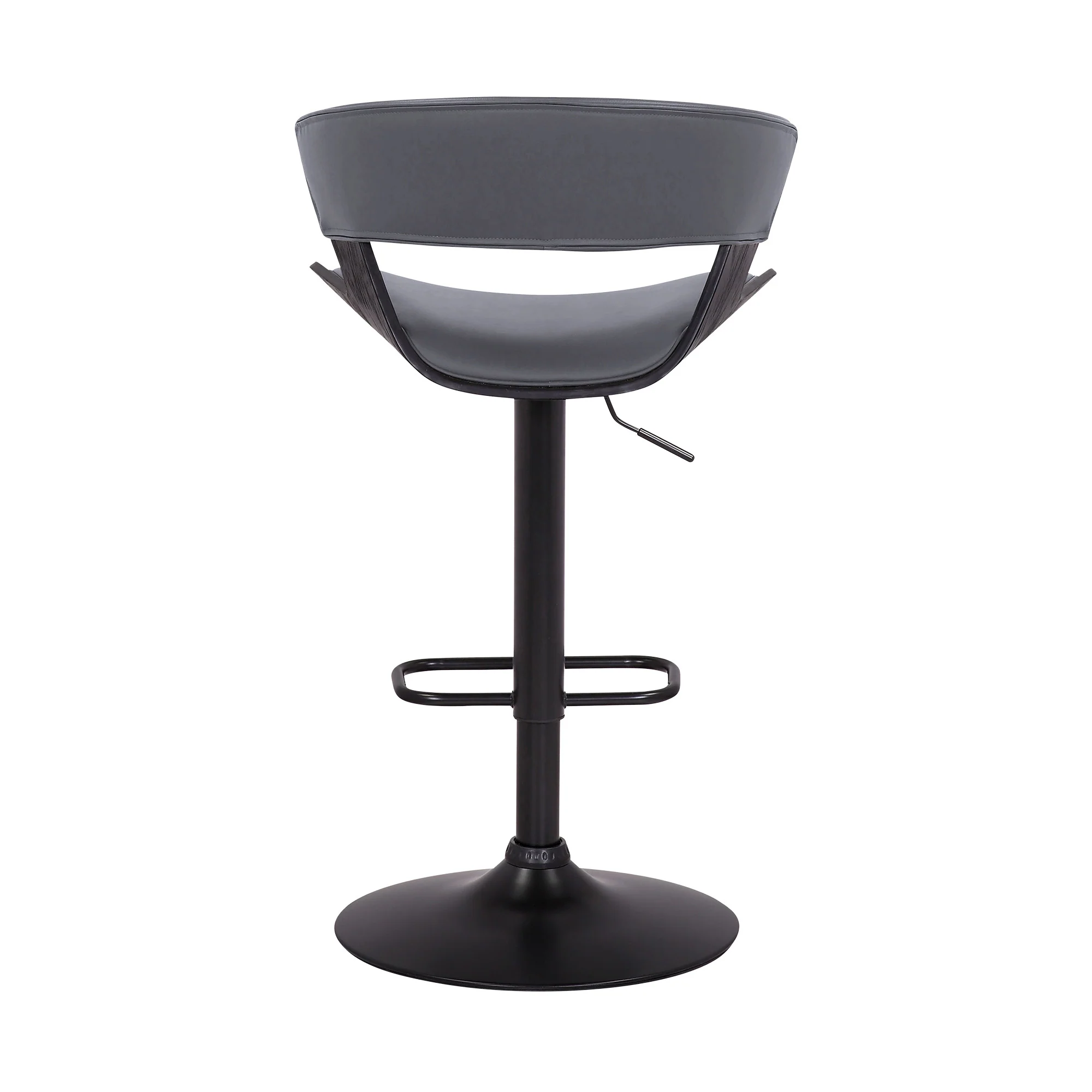 Gray Faux Leather Adjustable Swivel Wooden Bar Stool By Homeroots - Image 6