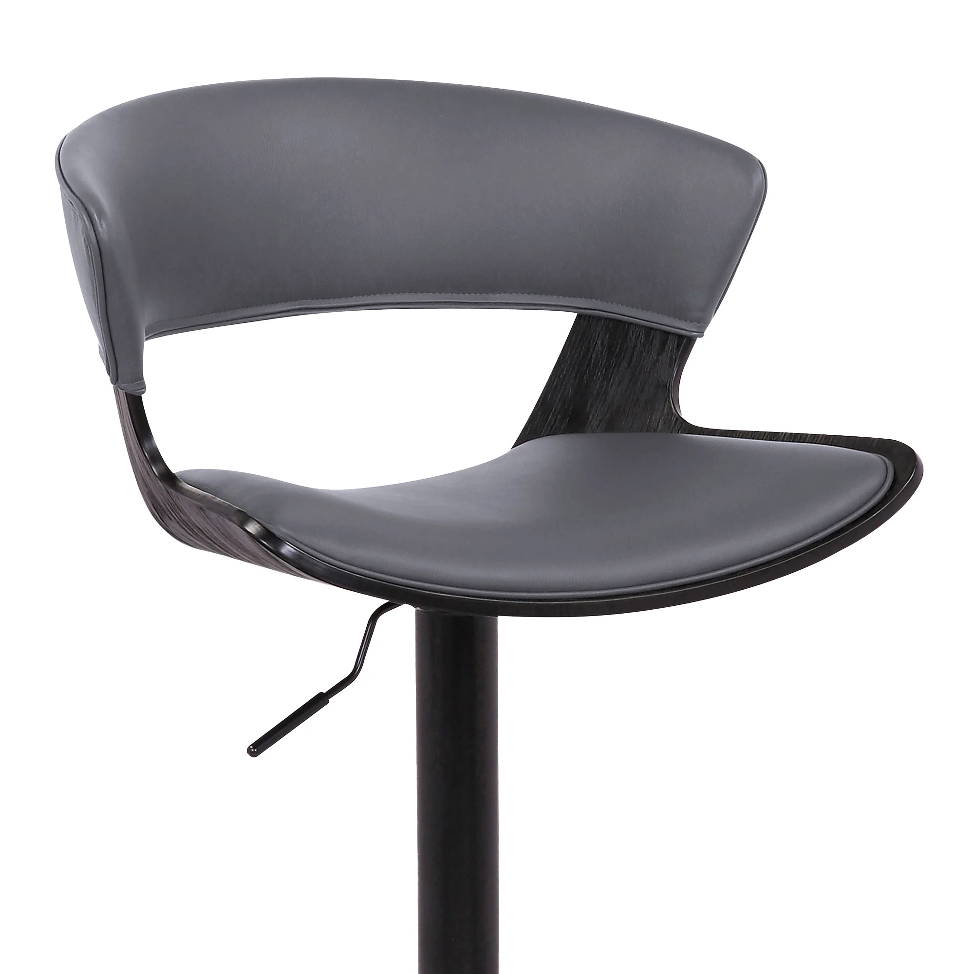Gray Faux Leather Adjustable Swivel Wooden Bar Stool By Homeroots - Image 7