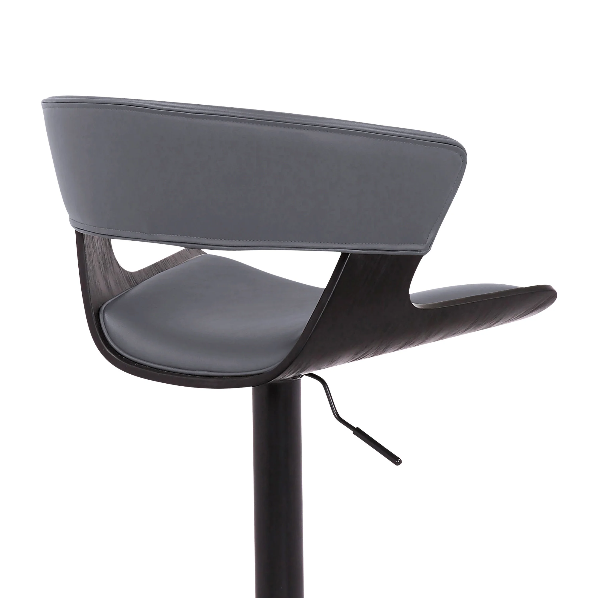 Gray Faux Leather Adjustable Swivel Wooden Bar Stool By Homeroots - Image 8