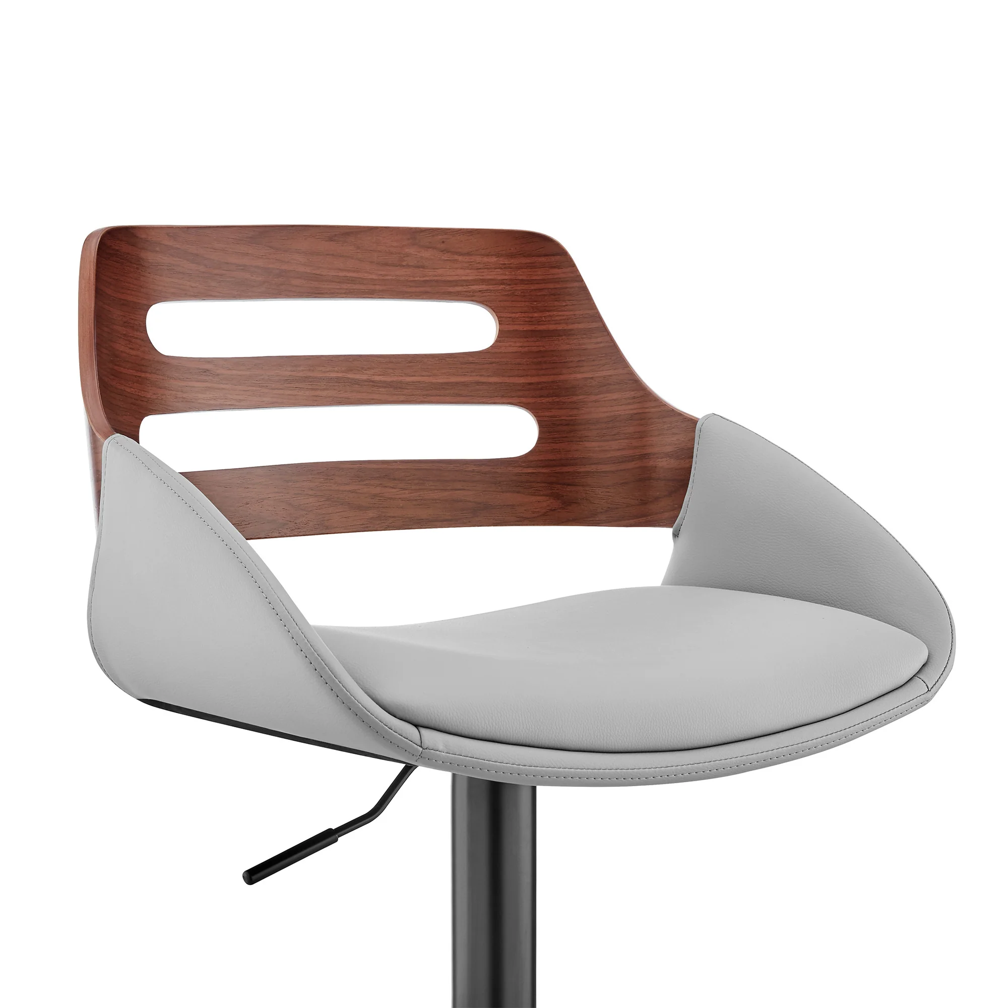 Gray Faux Leather and Walnut Wood Adjustable Bar Stool By Homeroots - Image 7