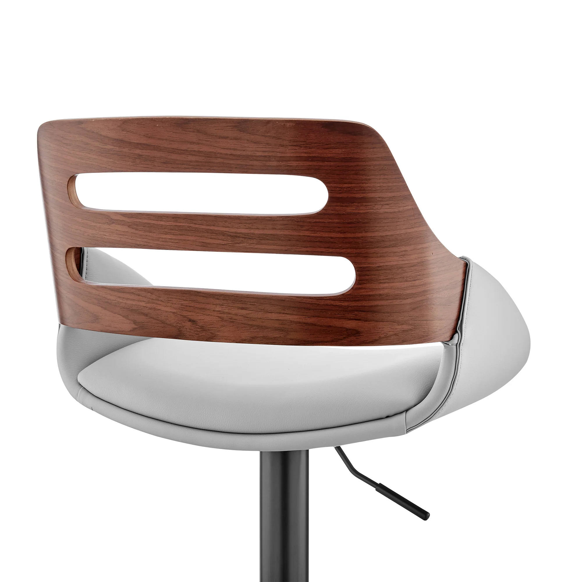 Gray Faux Leather and Walnut Wood Adjustable Bar Stool By Homeroots - Image 8