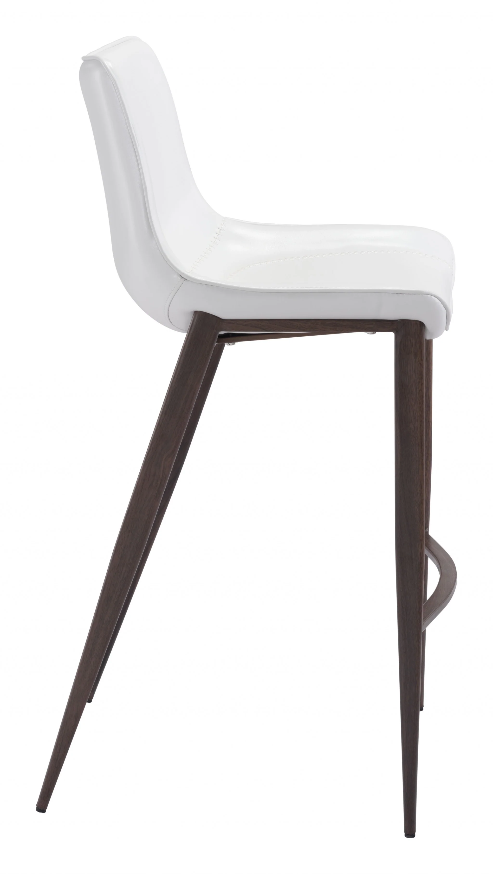 Gray Faux Leather and White Steel Modern Stitch Bucket Bar Chairs By Homeroots - Image 2