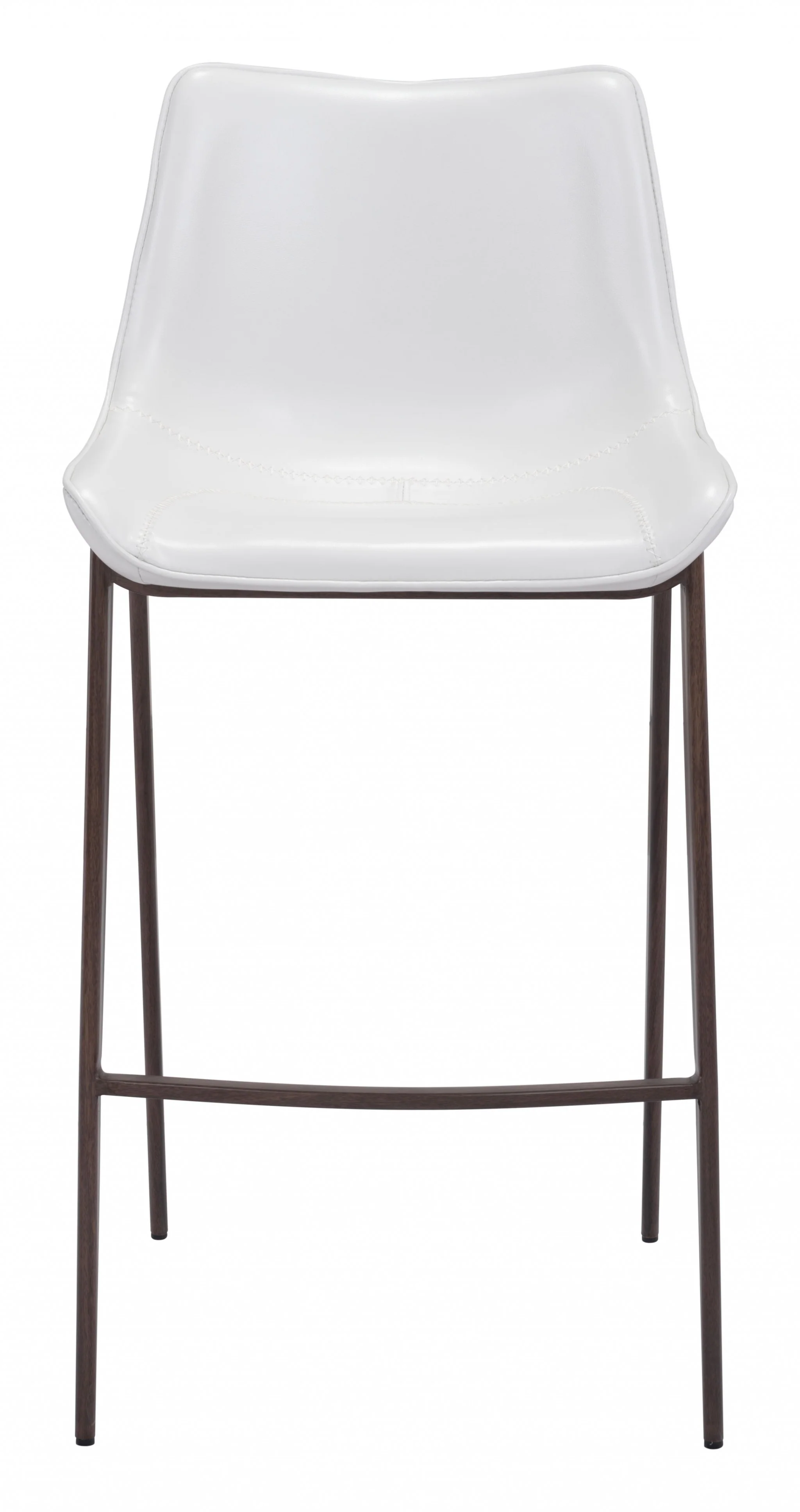 Gray Faux Leather and White Steel Modern Stitch Bucket Bar Chairs By Homeroots - Image 3