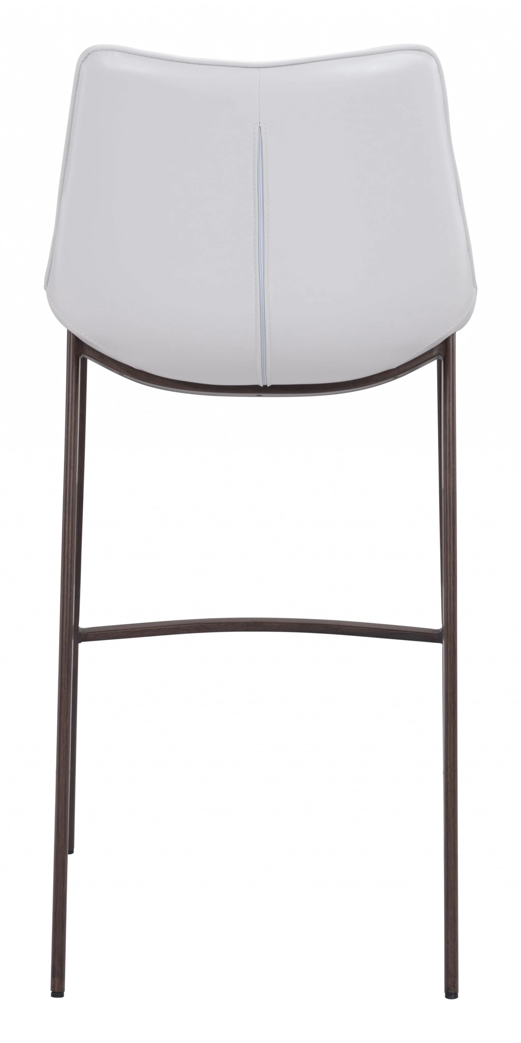 Gray Faux Leather and White Steel Modern Stitch Bucket Bar Chairs By Homeroots - Image 4