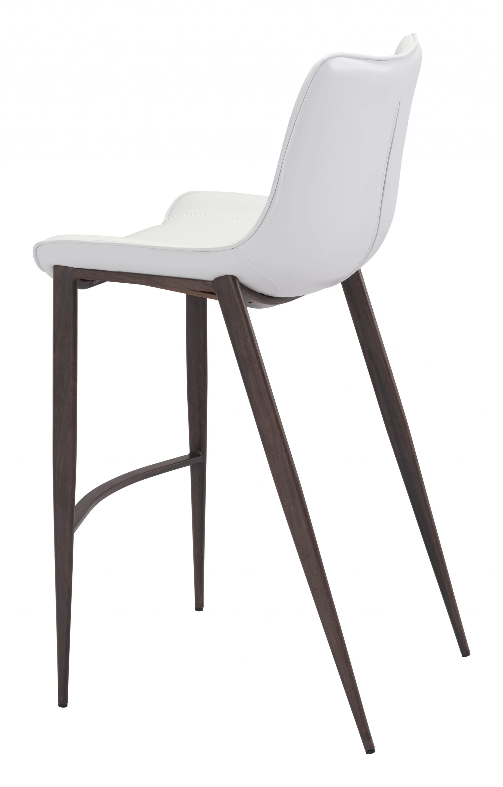 Gray Faux Leather and White Steel Modern Stitch Bucket Bar Chairs By Homeroots - Image 5