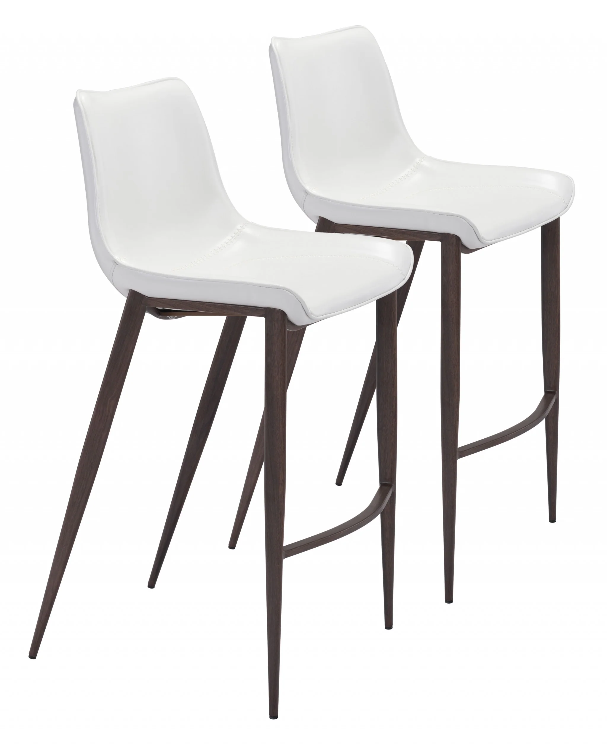 Gray Faux Leather and White Steel Modern Stitch Bucket Bar Chairs By Homeroots - Image 6